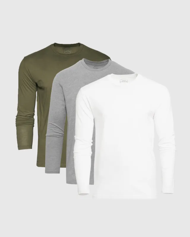 Military Green Classic Long Sleeve Crew 3-Pack sold by True Classic