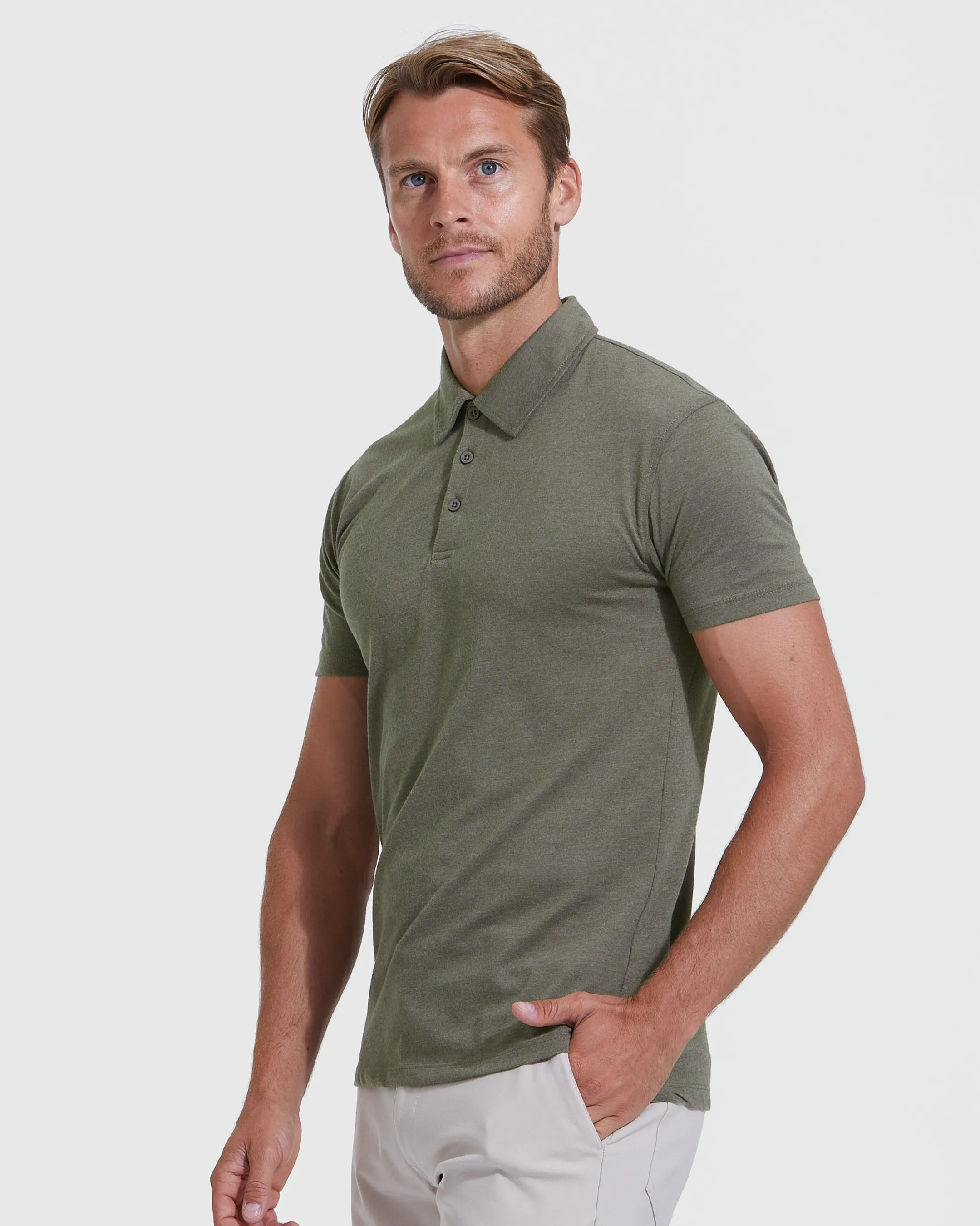 Heather Military Green Classic Polo 2-Pack sold by True Classic product image thumbnail 3