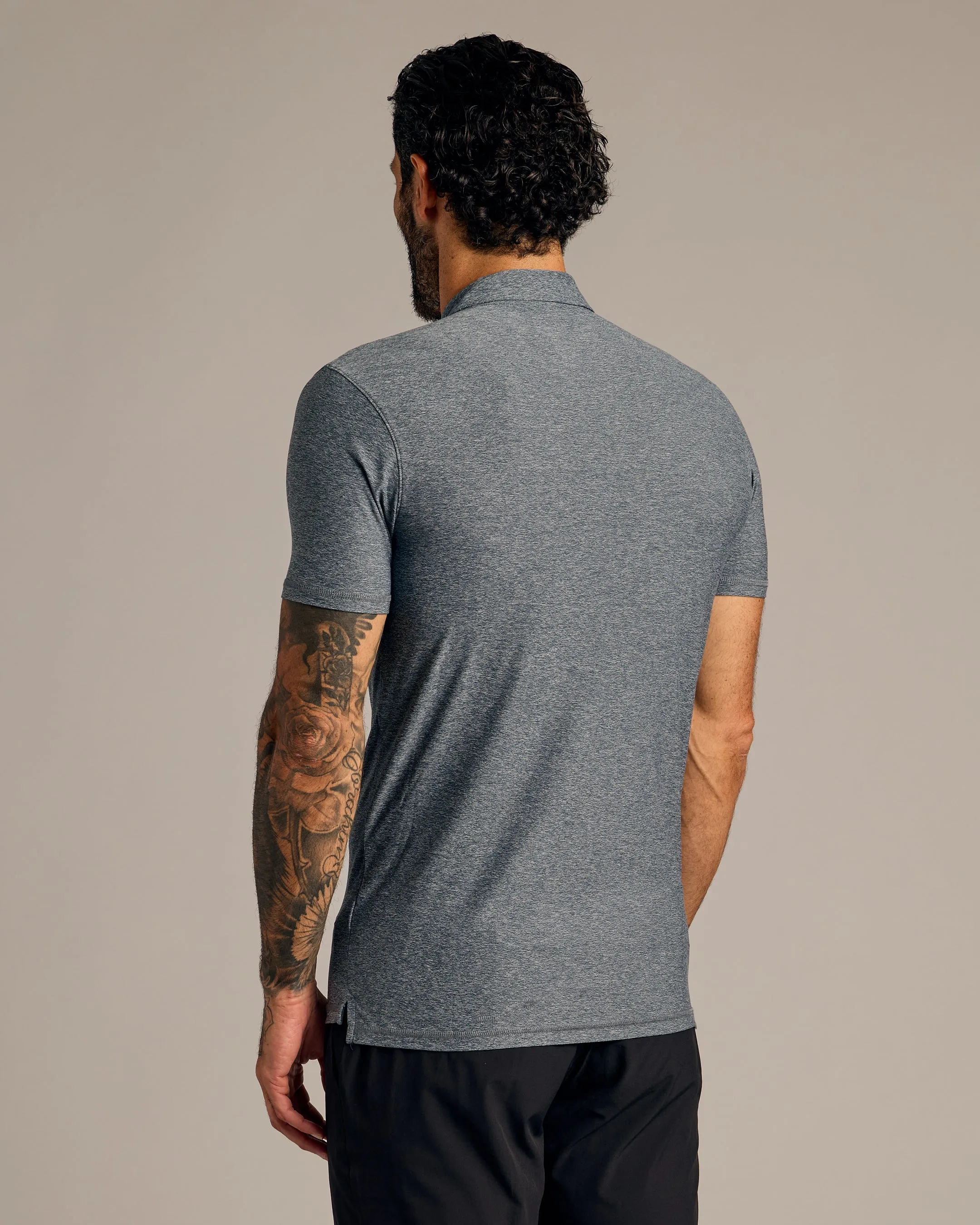 Heather Navy Short Sleeve Tall Active Polo sold by True Classic product image thumbnail 3