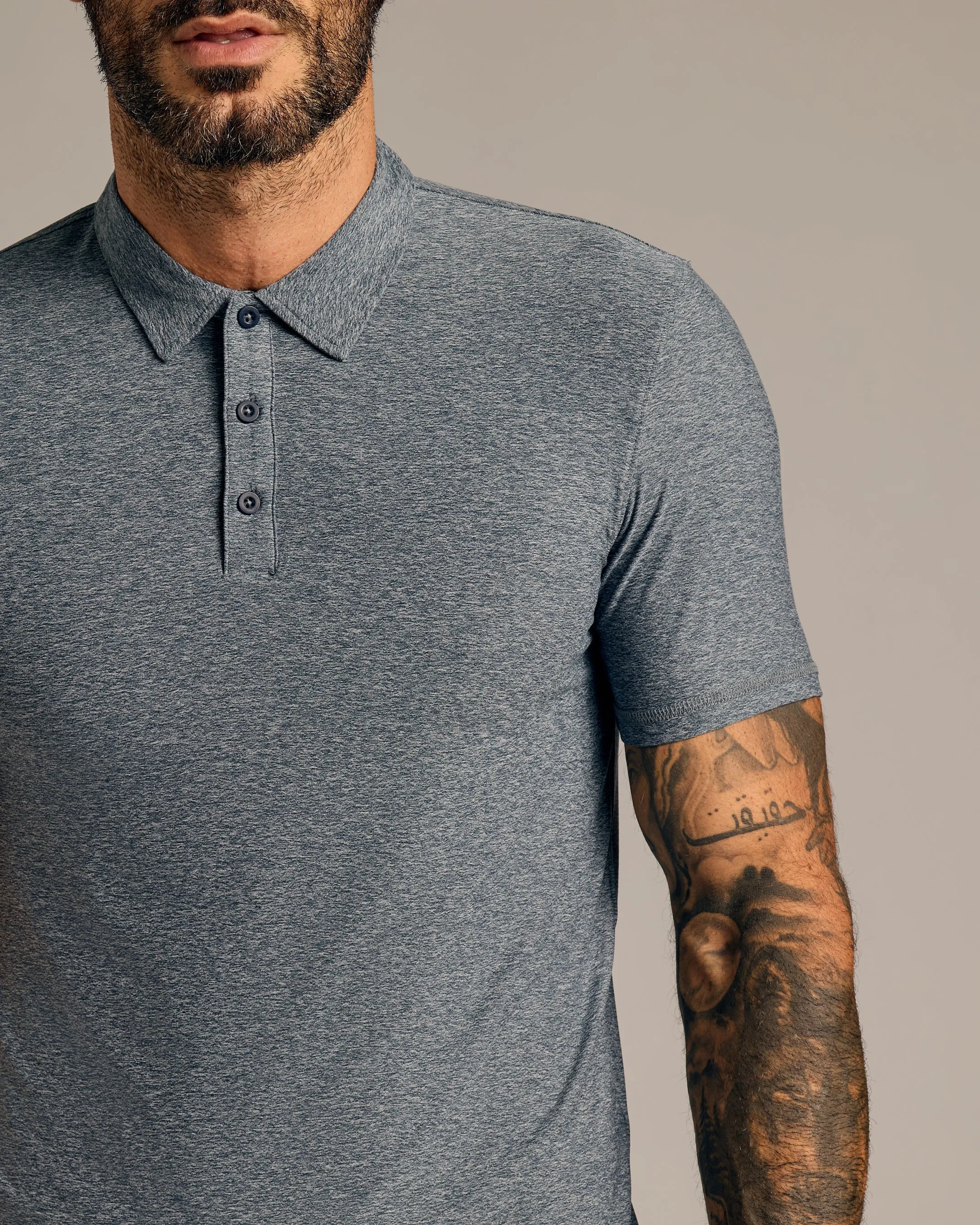 Heather Navy Short Sleeve Tall Active Polo sold by True Classic product image thumbnail 4