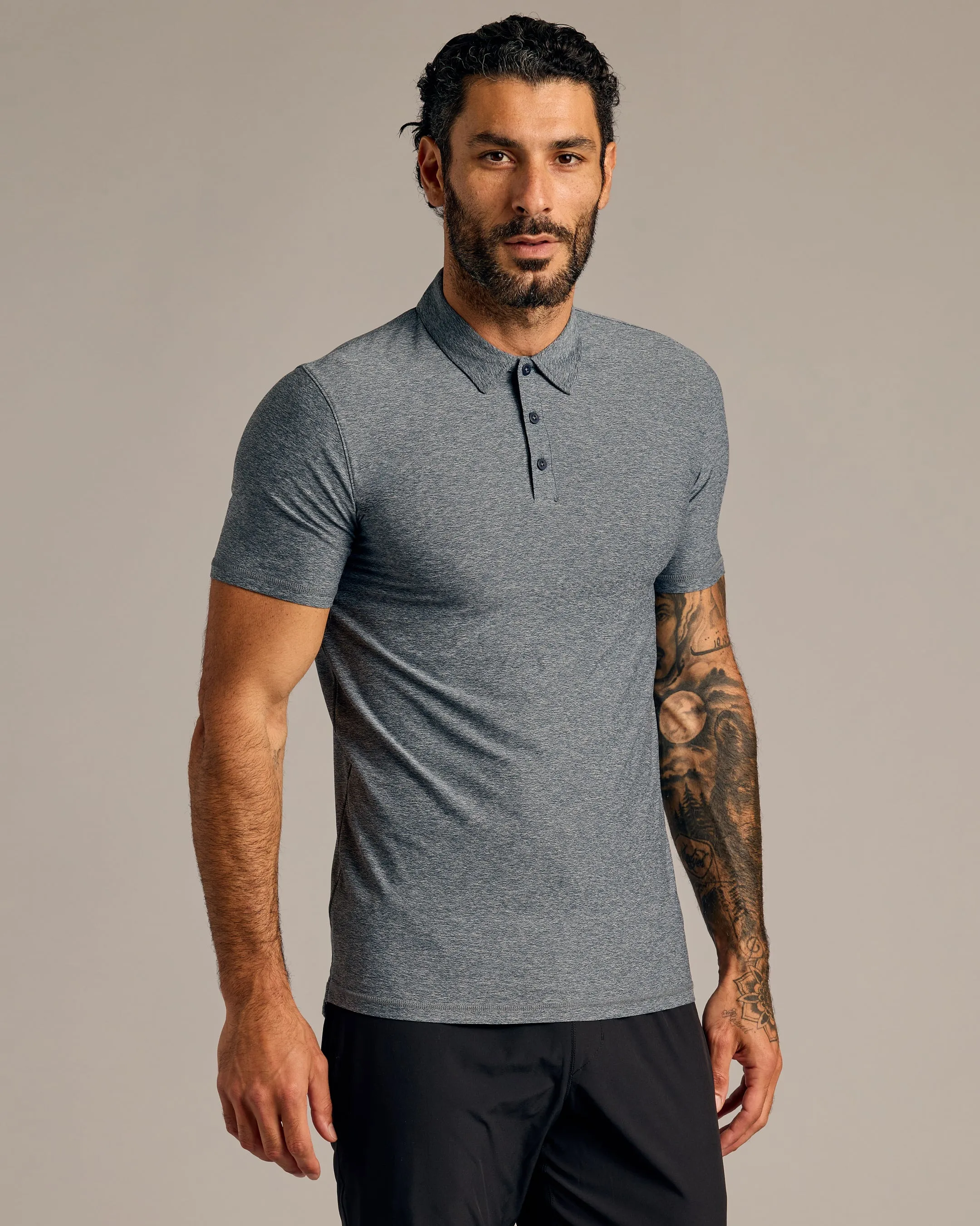 Heather Navy Short Sleeve Tall Active Polo sold by True Classic