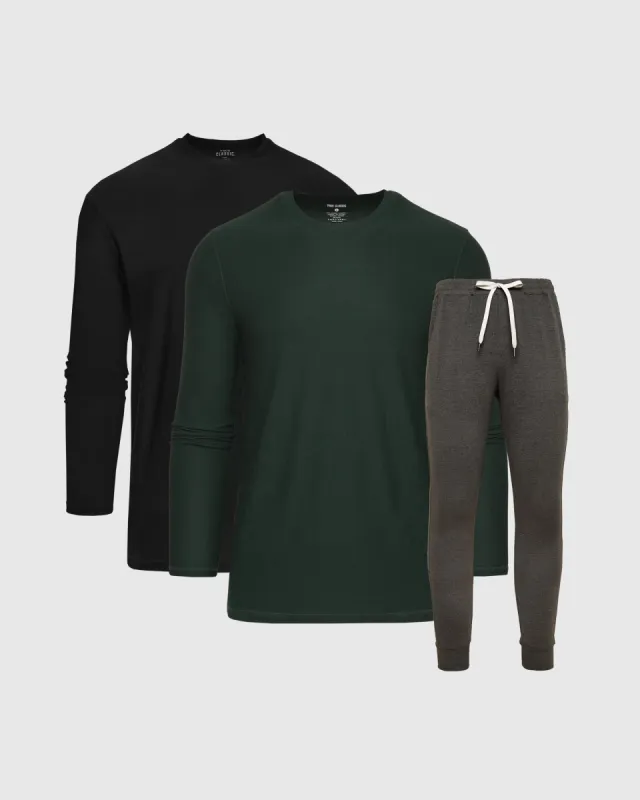 Green Stone Active Long Sleeve Crew and Jogger 3-Pack sold by True Classic