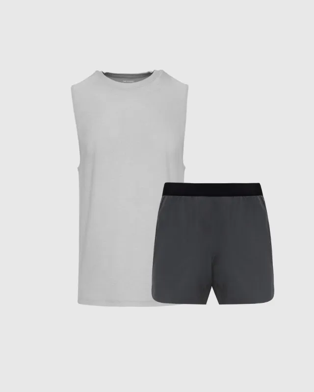 Gray Active Muscle Tee and Training Short 2-Pack sold by True Classic