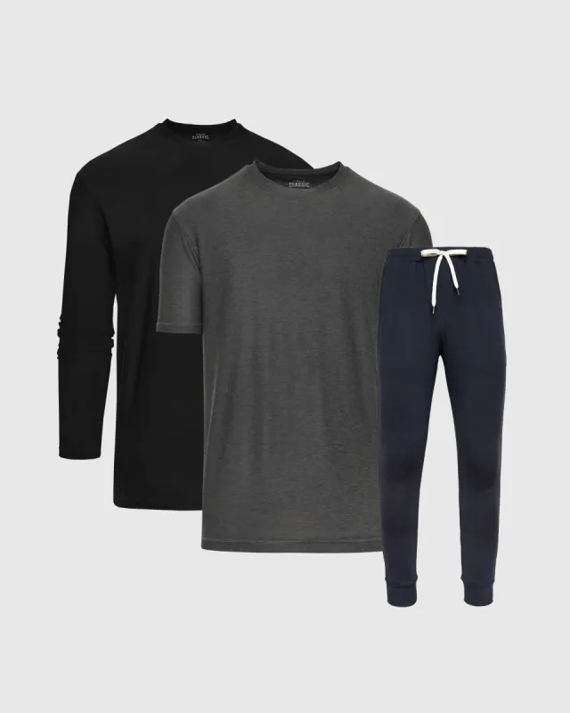 Graphite Navy Active Crew and Jogger 3-Pack sold by True Classic