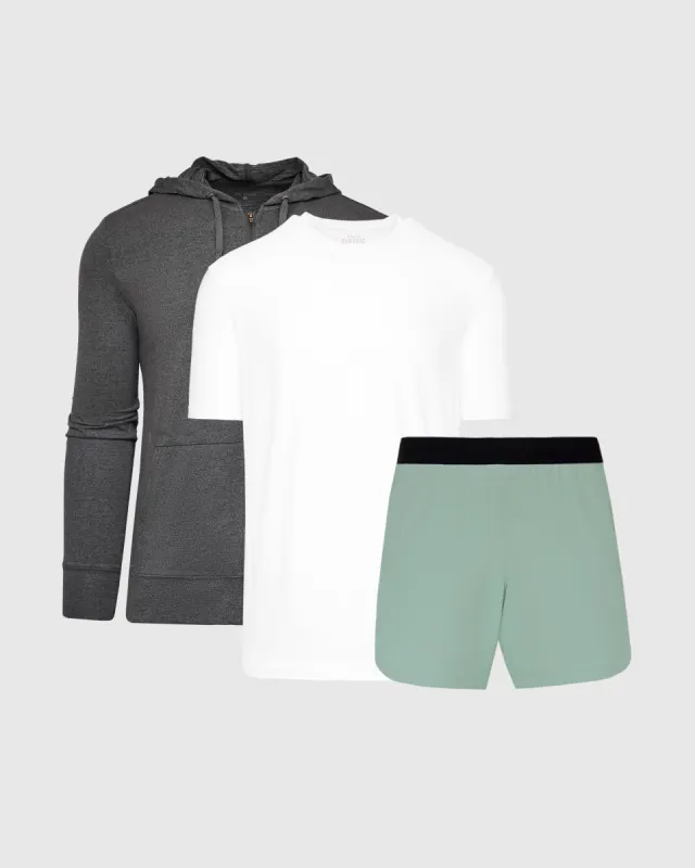 Frosted Sage Active Training Top and Bottom 3-Pack sold by True Classic