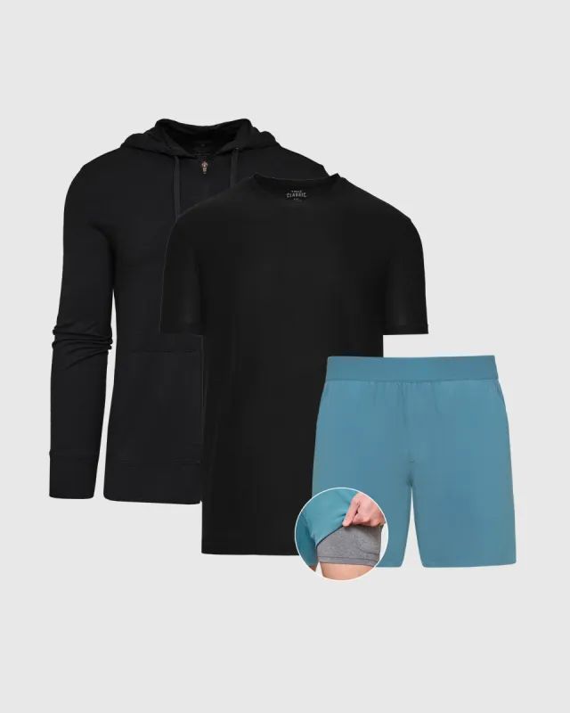 Black Voyager Active Training Top and Bottom 3-Pack sold by True Classic