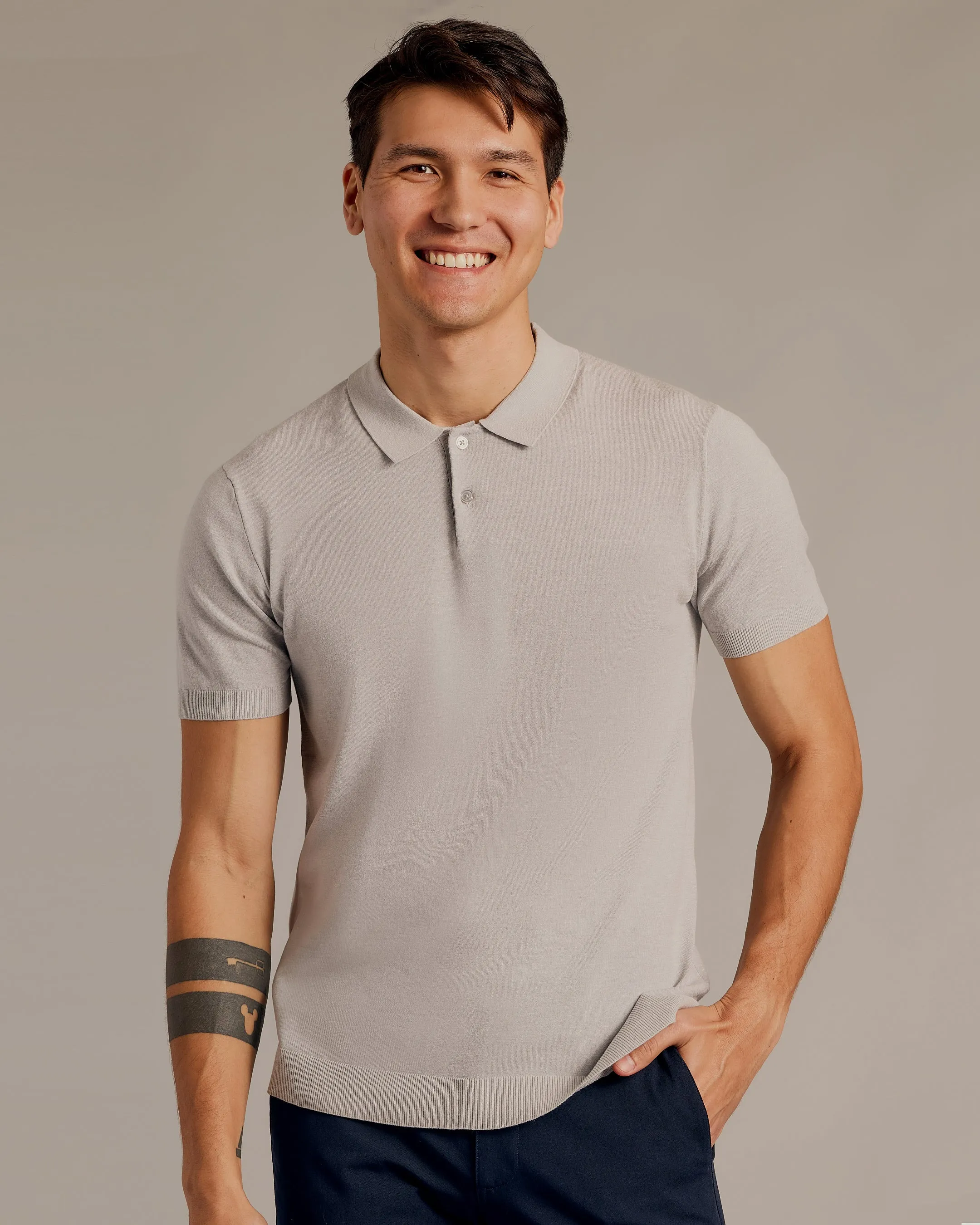 Heather Gray Short Sleeve Sweater Polo 2.0 sold by True Classic product image thumbnail 5
