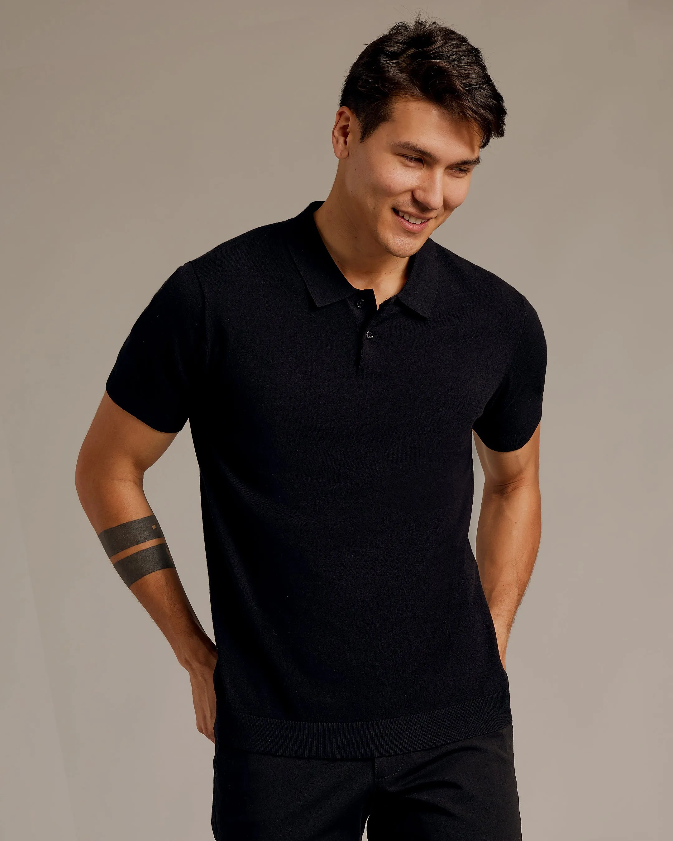 Black Short Sleeve Sweater Polo 2.0 sold by True Classic product image thumbnail 4