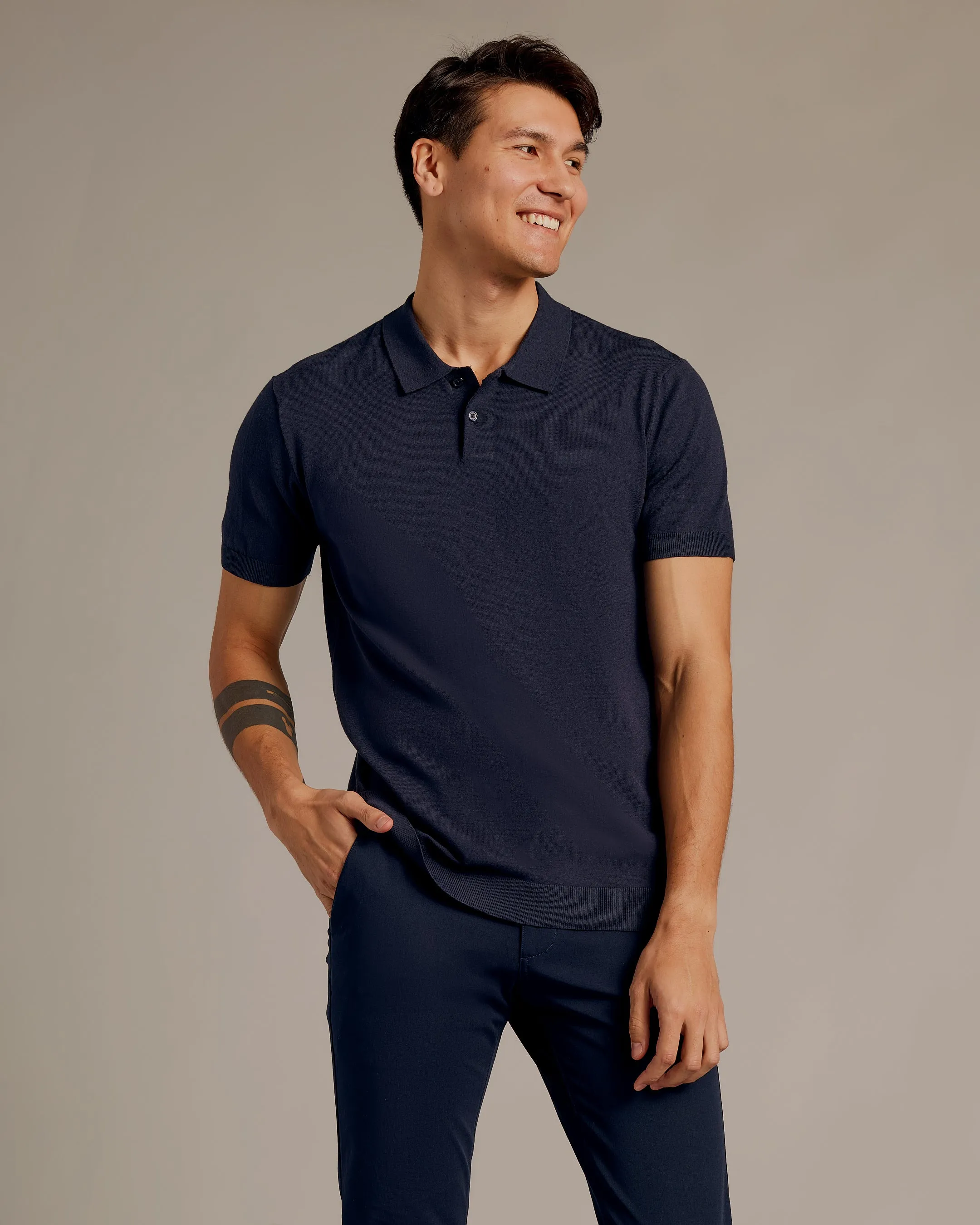 Navy Short Sleeve Sweater Polo 2.0 sold by True Classic product image thumbnail 4