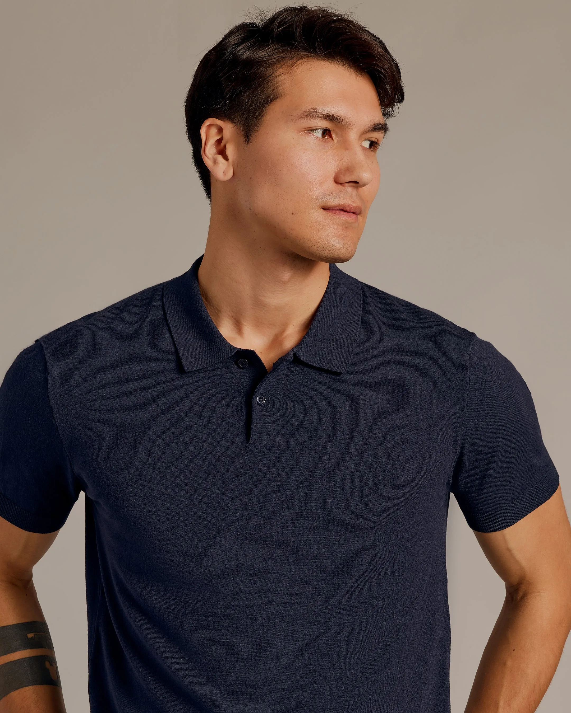 Navy Short Sleeve Sweater Polo 2.0 sold by True Classic product image thumbnail 5