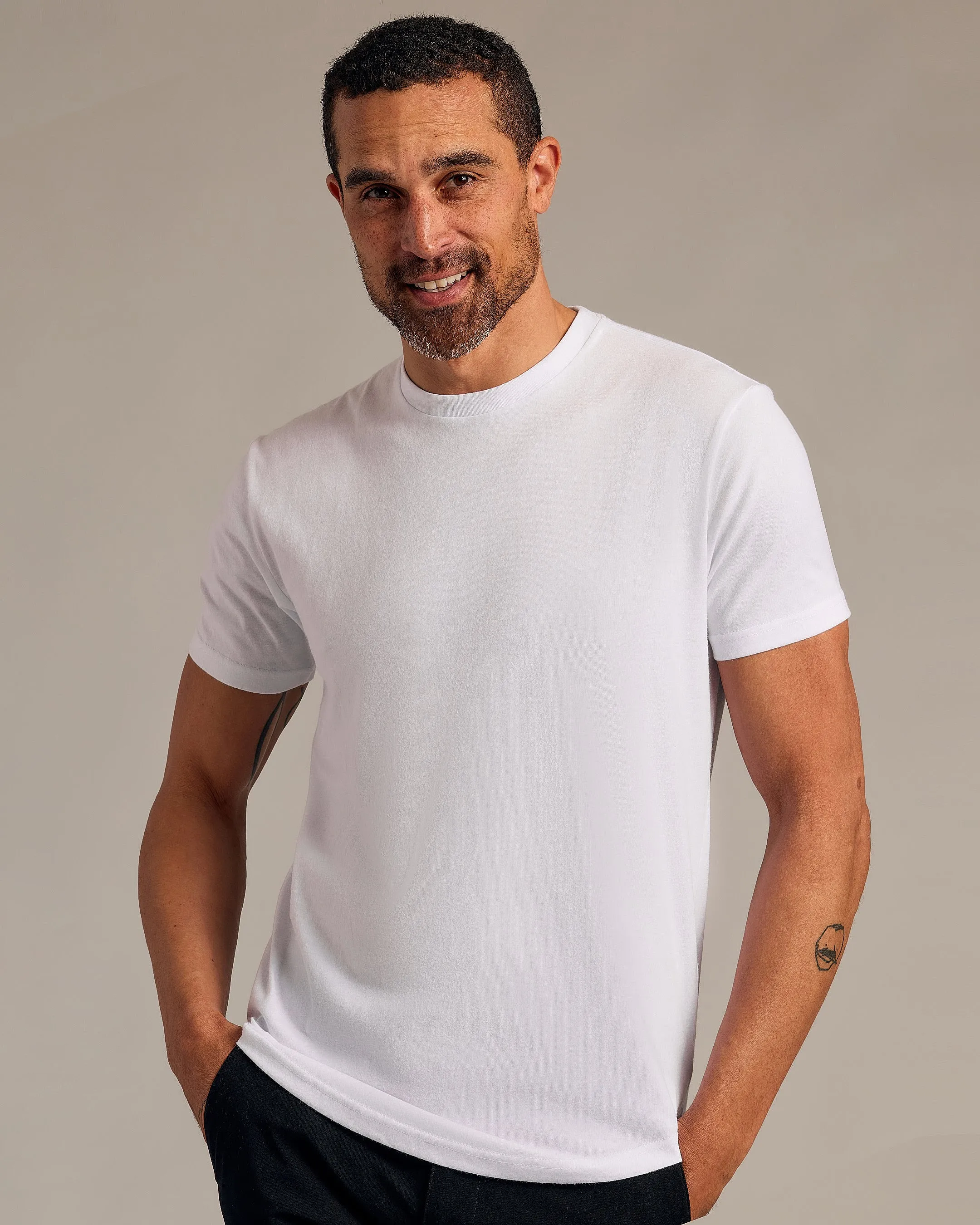 White Curved Hem Classic Crew Neck sold by True Classic product image thumbnail 5