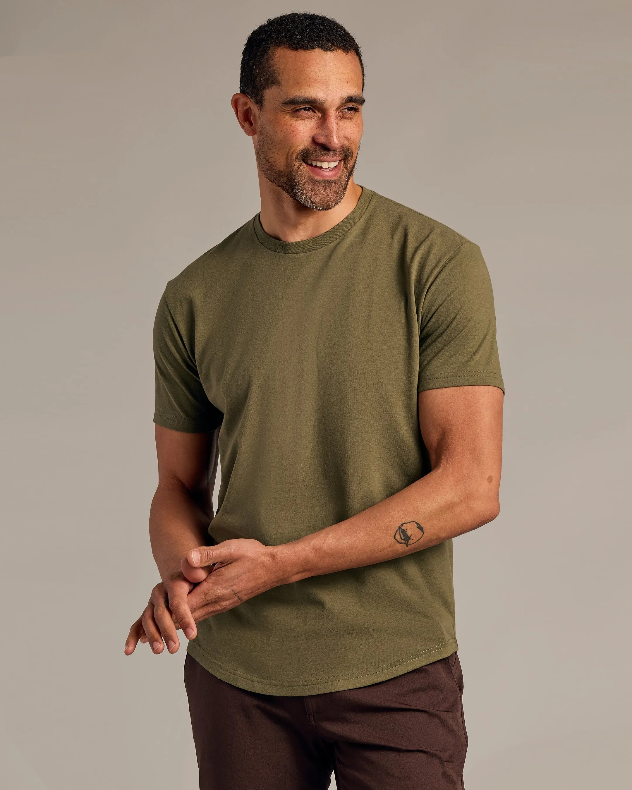 Military Green Curved Hem Classic Crew Neck sold by True Classic product image thumbnail 5
