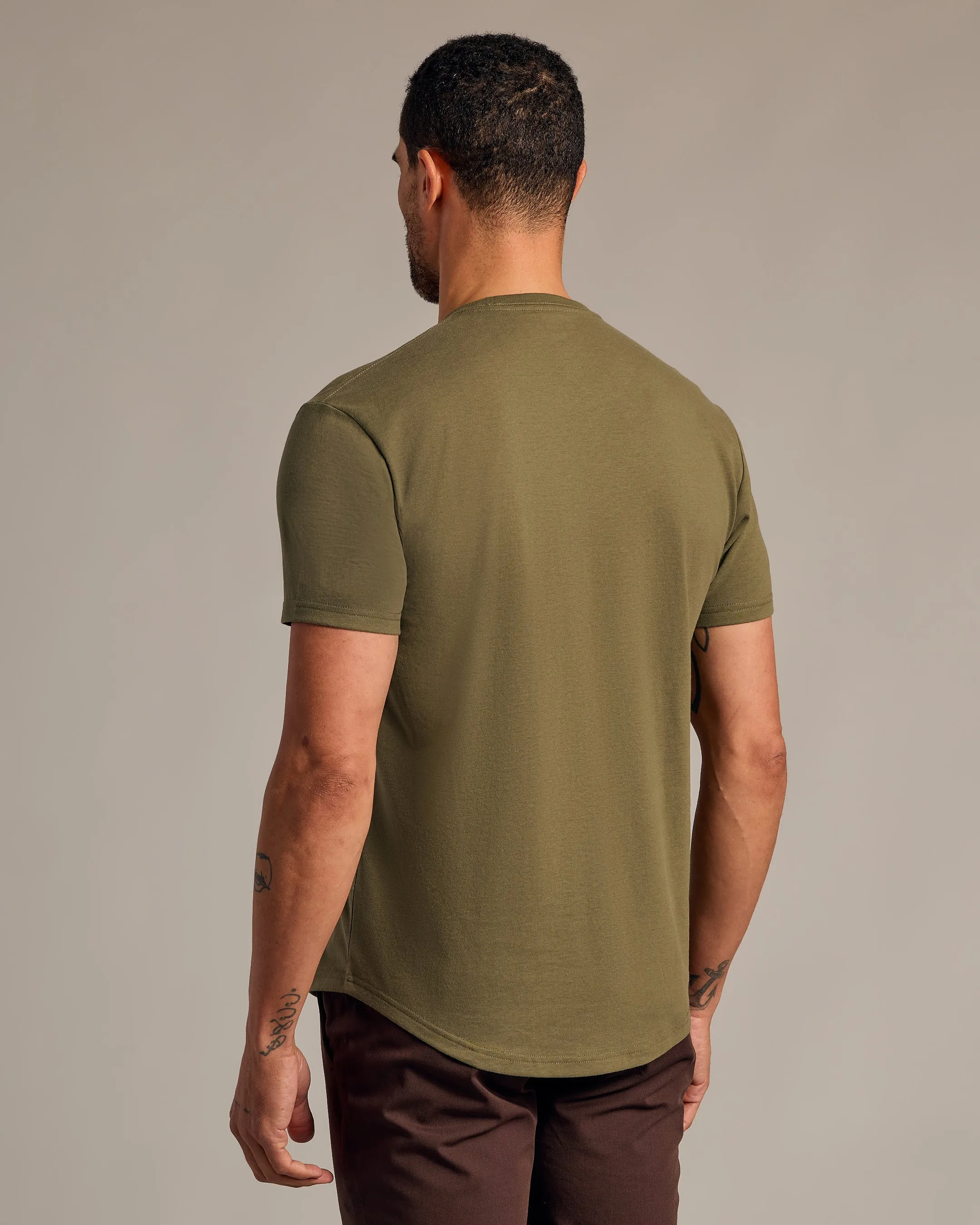 Military Green Curved Hem Classic Crew Neck sold by True Classic product image thumbnail 3