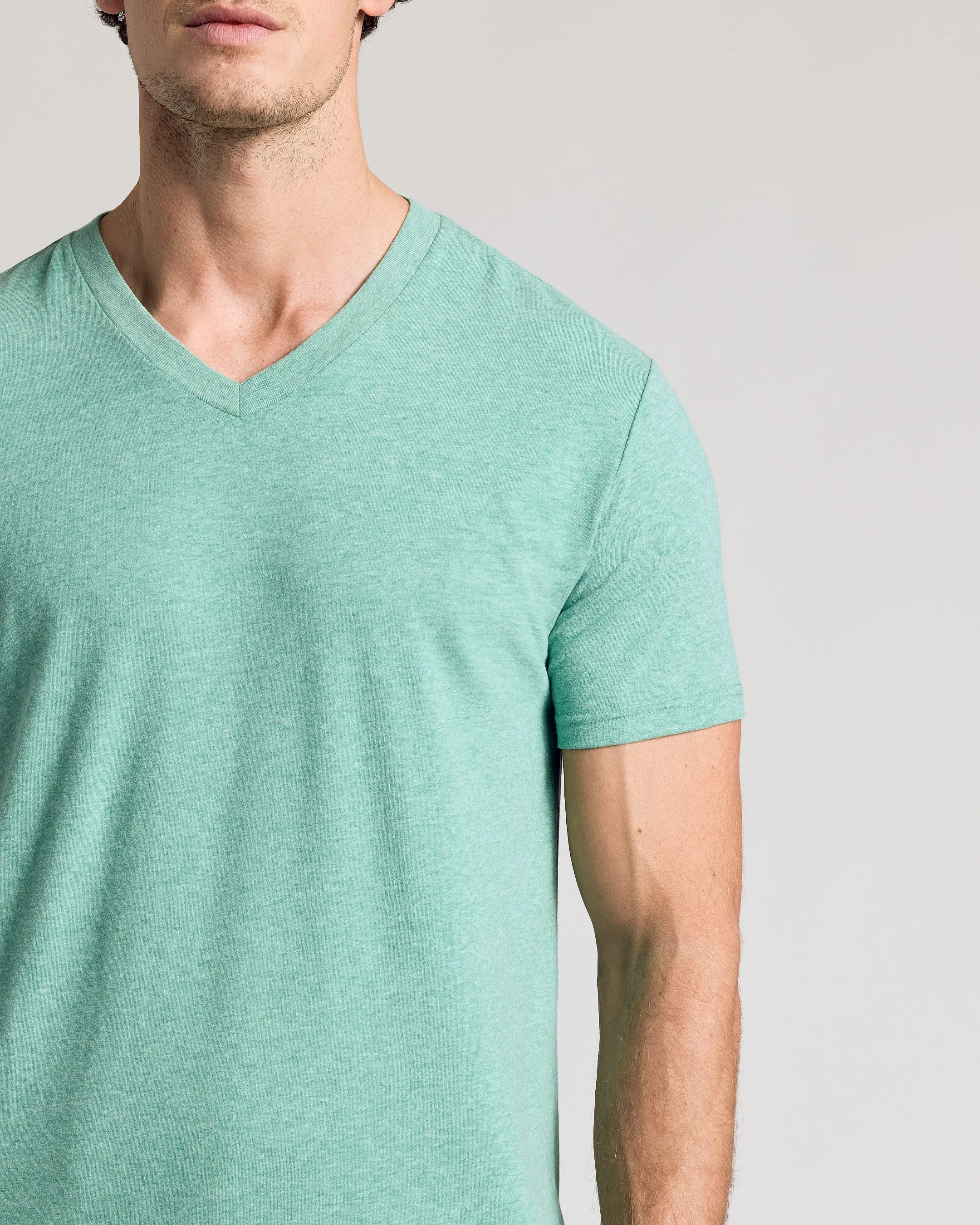 Light Heather Greenery Classic V-Neck sold by True Classic product image thumbnail 5