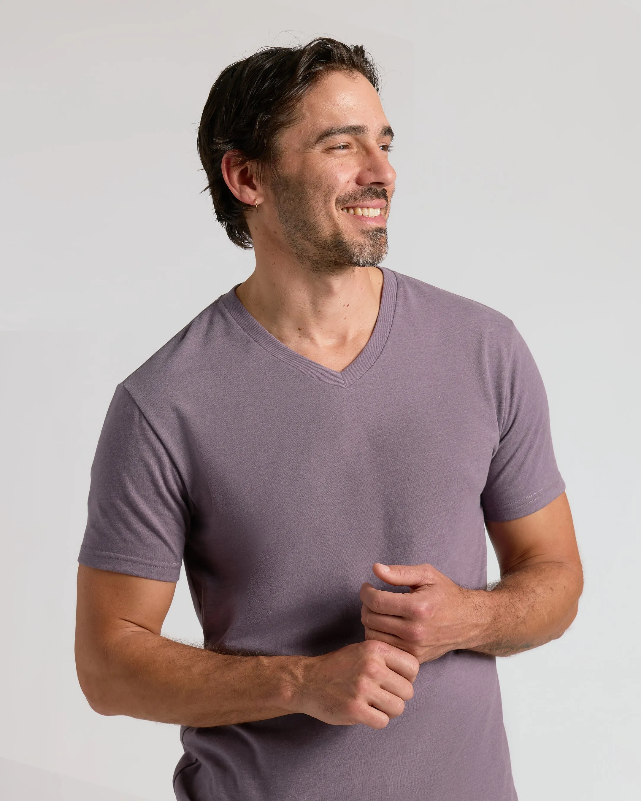 Dark Heather Amethyst Classic V-Neck sold by True Classic product image thumbnail 5