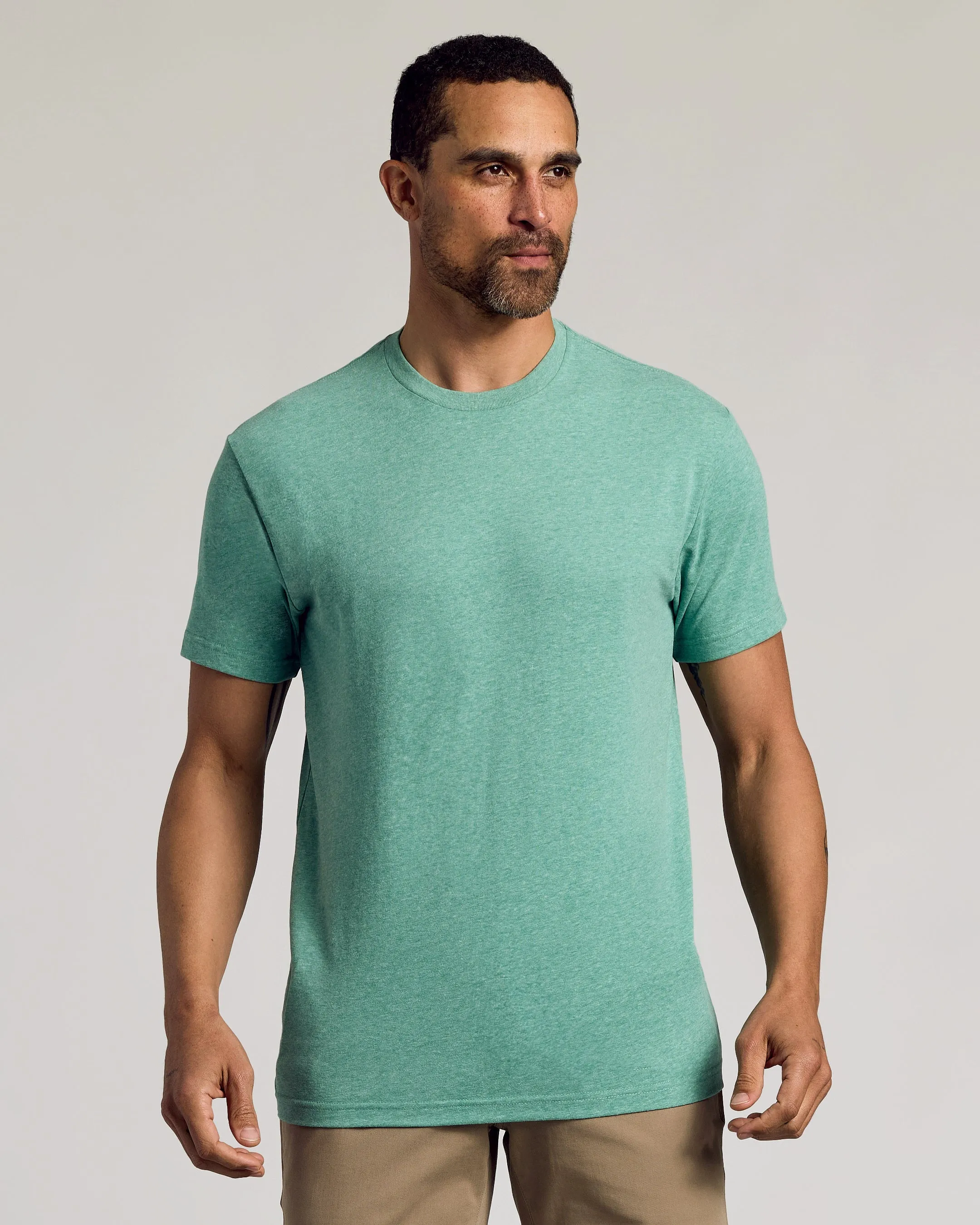 Light Heather Greenery Classic Crew Neck sold by True Classic