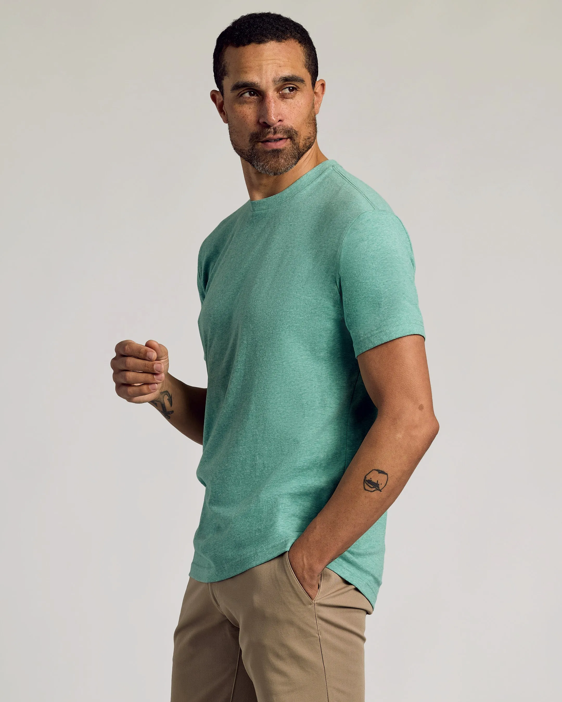 Light Heather Greenery Classic Crew Neck sold by True Classic product image thumbnail 4