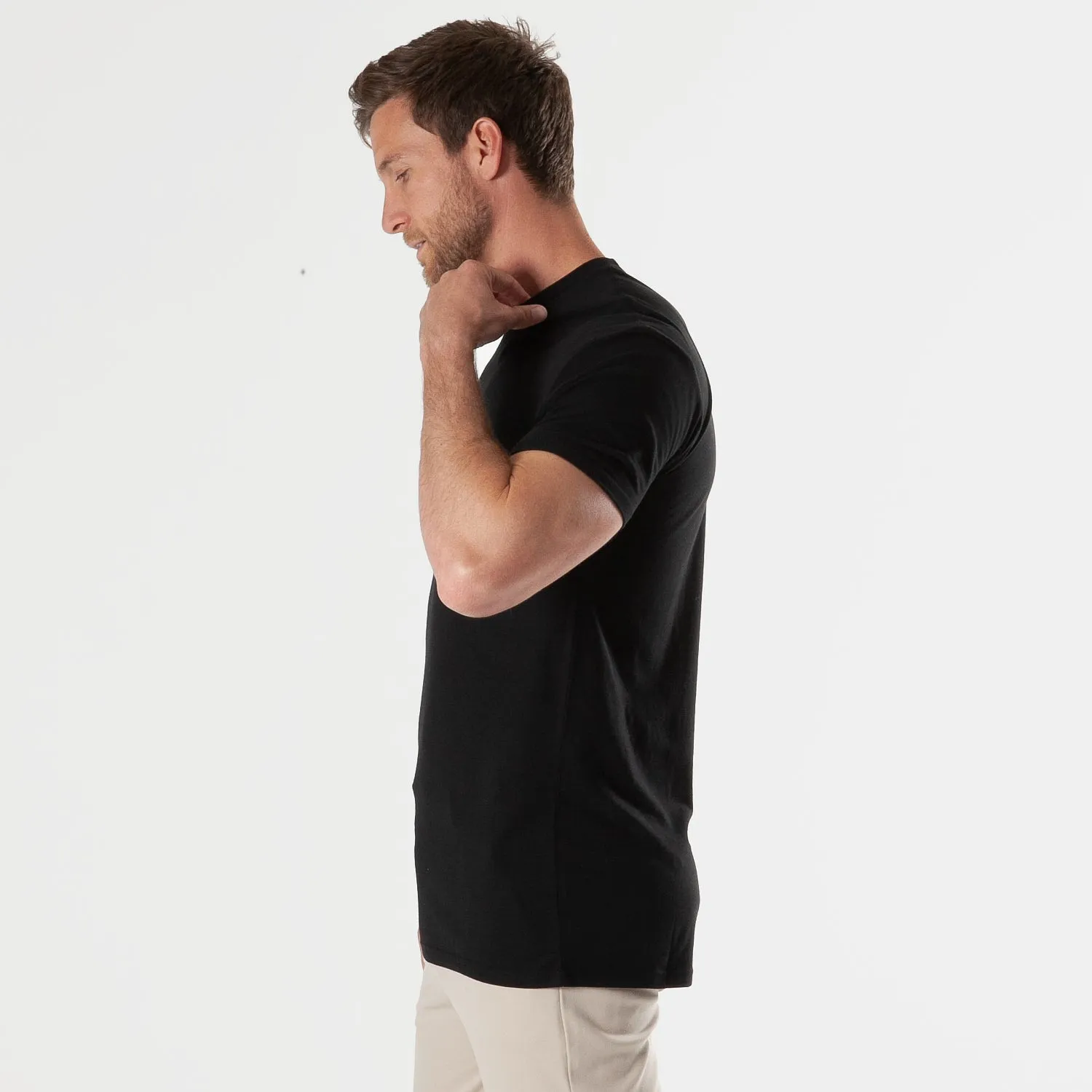 All Black Tall Straight Hem Crew Neck T-Shirt 3-Pack sold by True Classic product image thumbnail 4