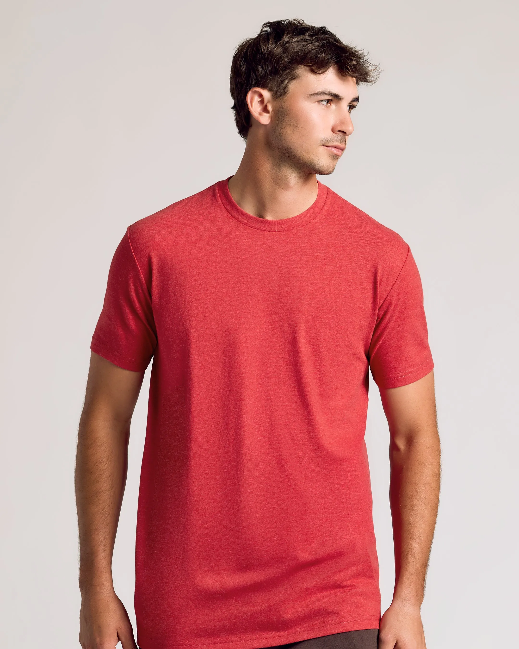 Dark Heather Lava Tall Straight Hem Crew Neck T-Shirt sold by True Classic product image thumbnail 4