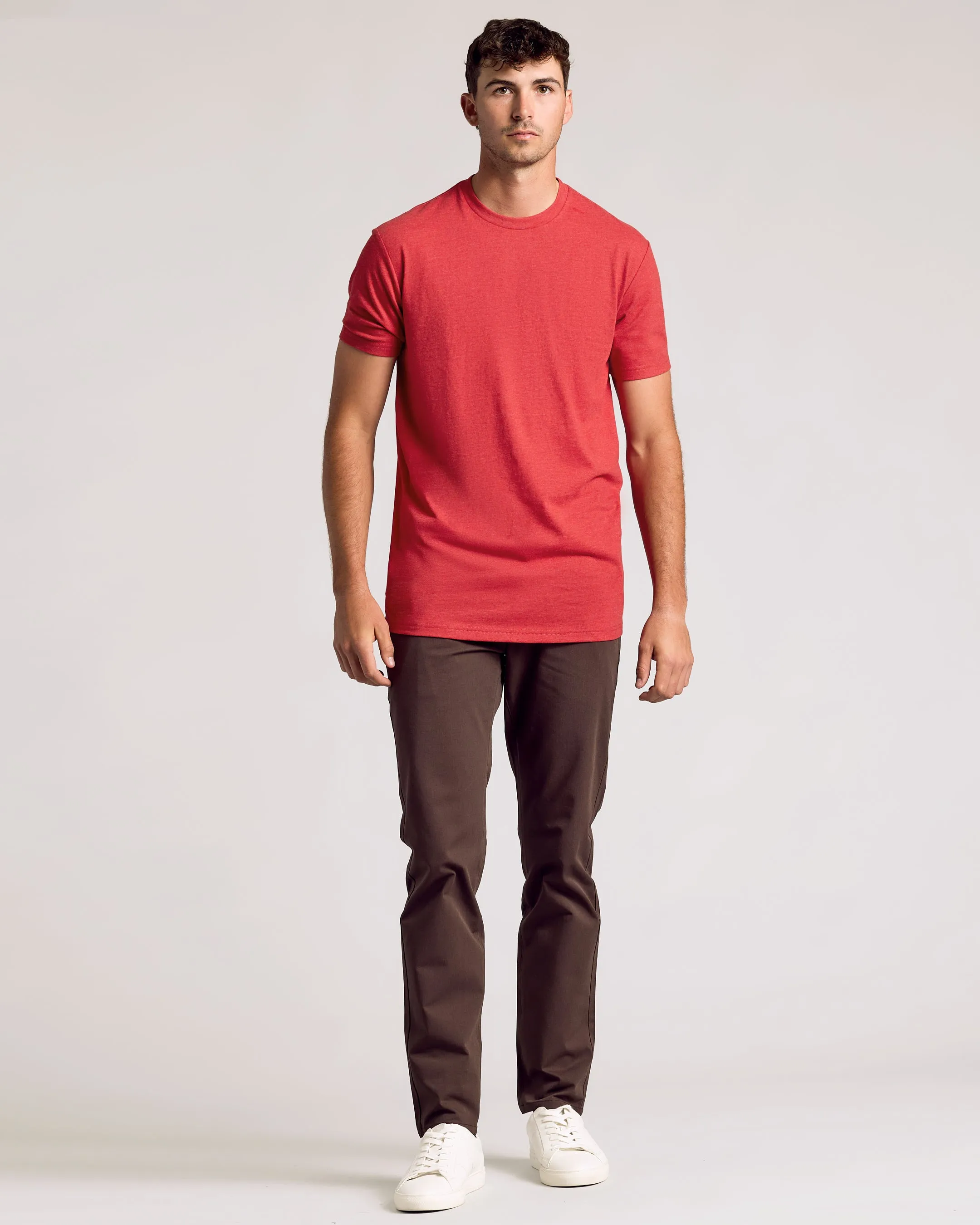 Dark Heather Lava Tall Straight Hem Crew Neck T-Shirt sold by True Classic product image thumbnail 5