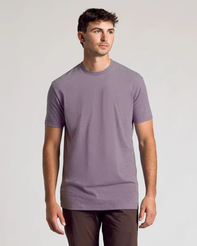 Dark Heather Amethyst Tall Straight Hem Crew Neck T-Shirt sold by True Classic