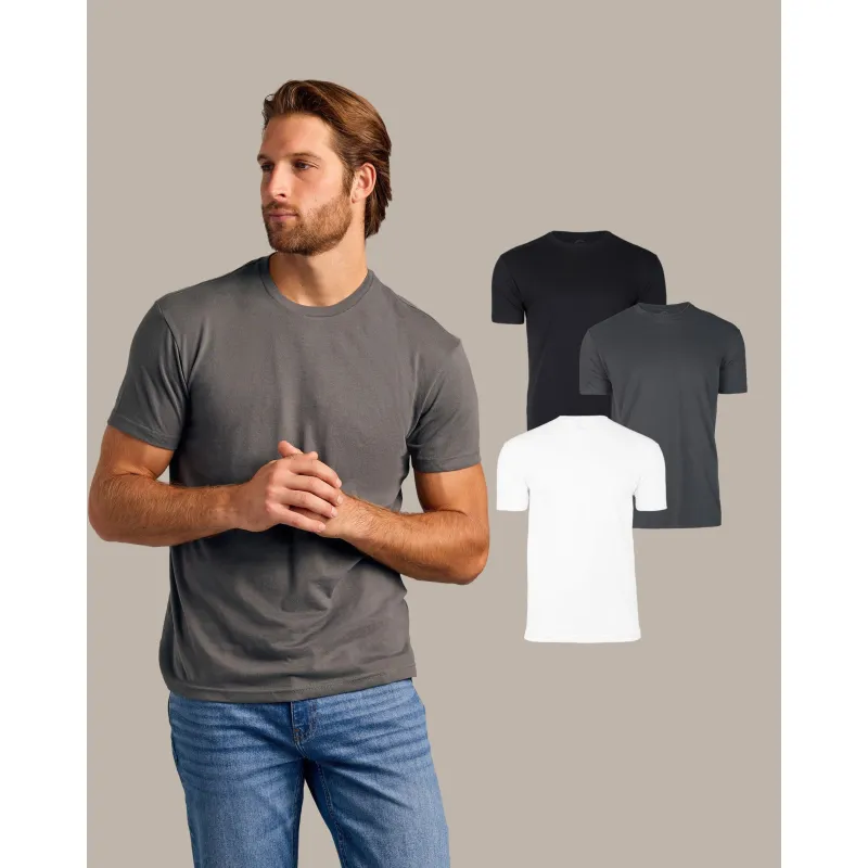 Short Sleeve Crew Neck 3-Pack - Premium Crew Neck T-Shirt comfort fit, Ultra-soft material, All day menswear value, Everyday workwear made by True Classic