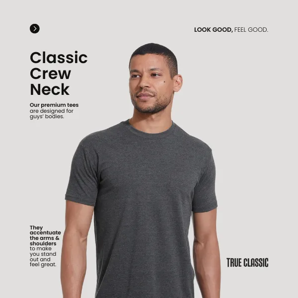 Short Sleeve Crew Neck 3-Pack - Premium Crew Neck T-Shirt comfort fit, Ultra-soft material, All day menswear value, Everyday workwear sold by True Classic product image thumbnail 2
