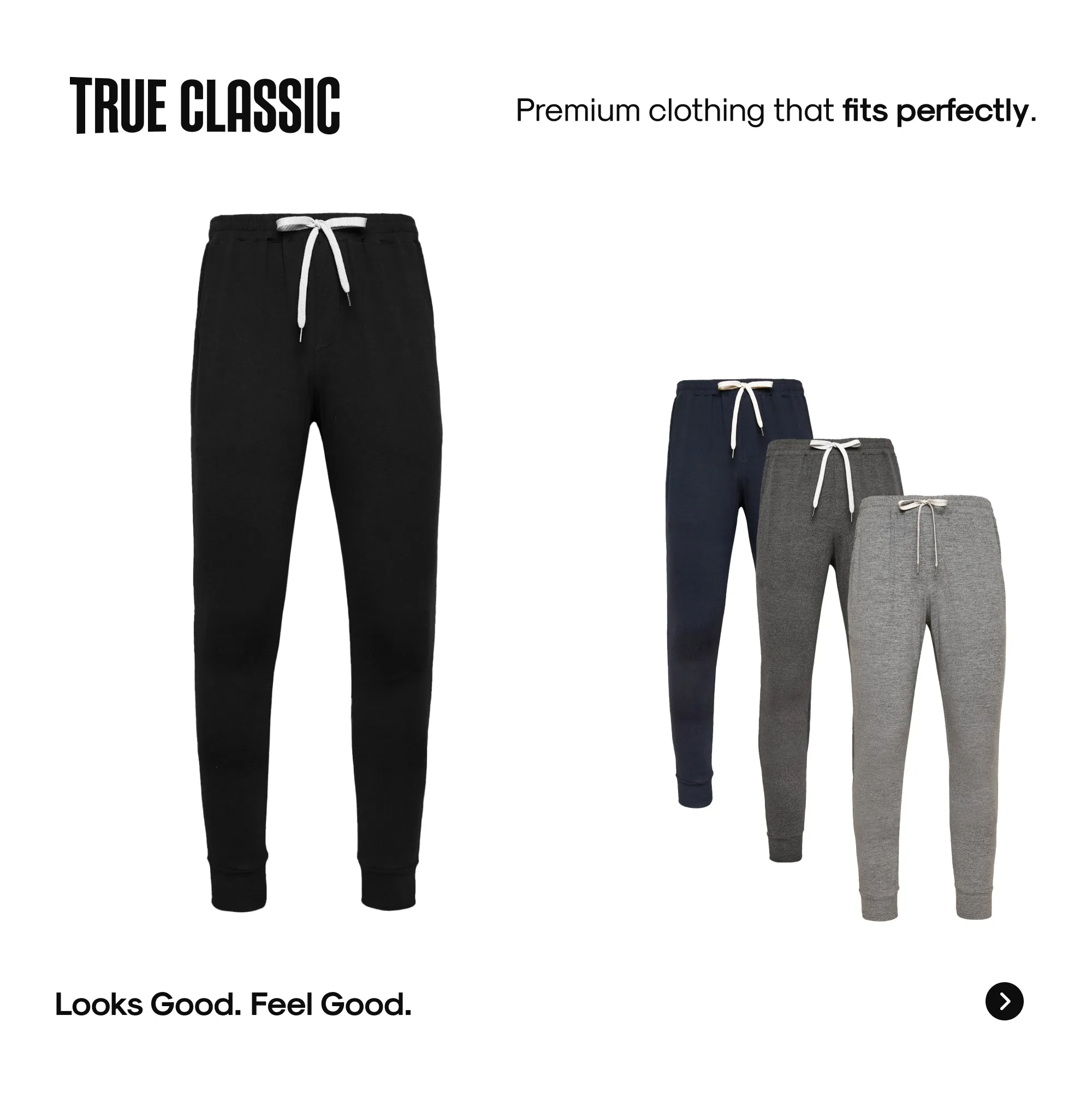 Black Active Joggers - Premium Comfort Fit, Moisture-Wicking, Stretch Fabric, Everyday Athleisure, Perfect for Workouts & Casual Wear sold by True Classic