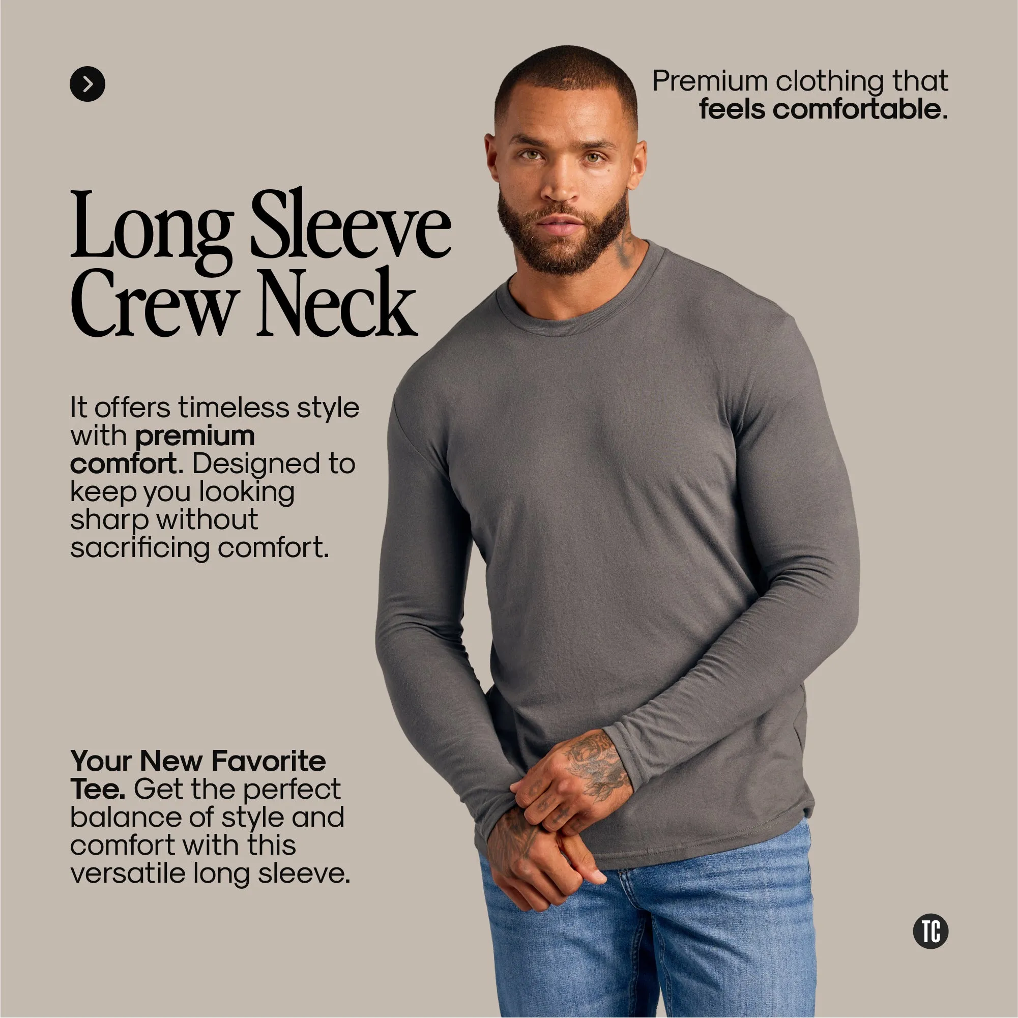 Black Long-Sleeve Crew Neck Tee - Premium Cotton Blend, Soft & Breathable, Classic Fit, Everyday Essential, Perfect for Layering & Casual Wear sold by True Classic product image thumbnail 2