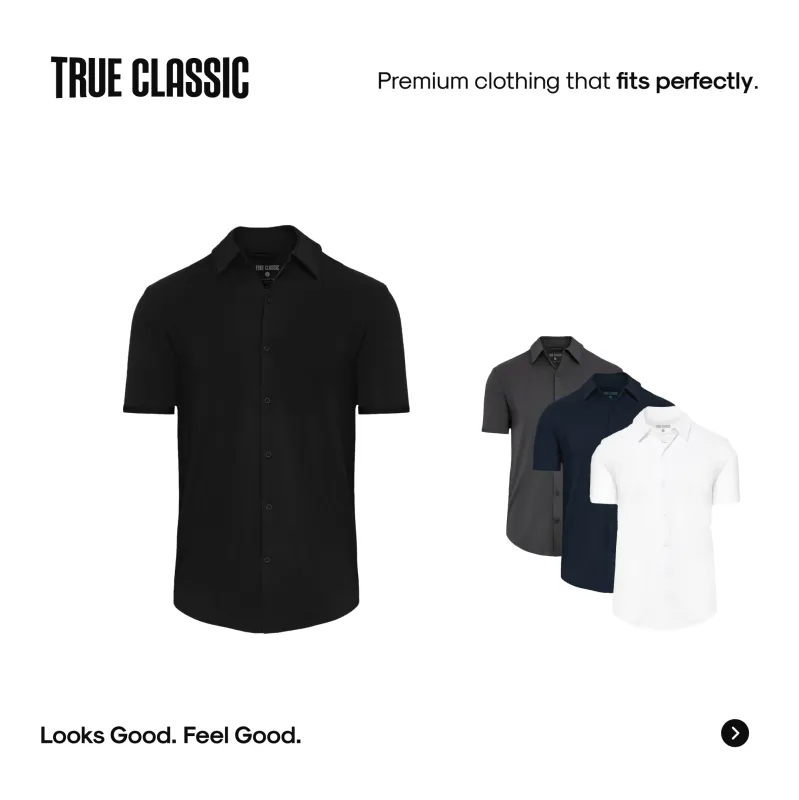Short Sleeve Knit Shirt – Tailored Fit, Soft Knit Fabric, Versatile Style, All-Day Comfort sold by True Classic