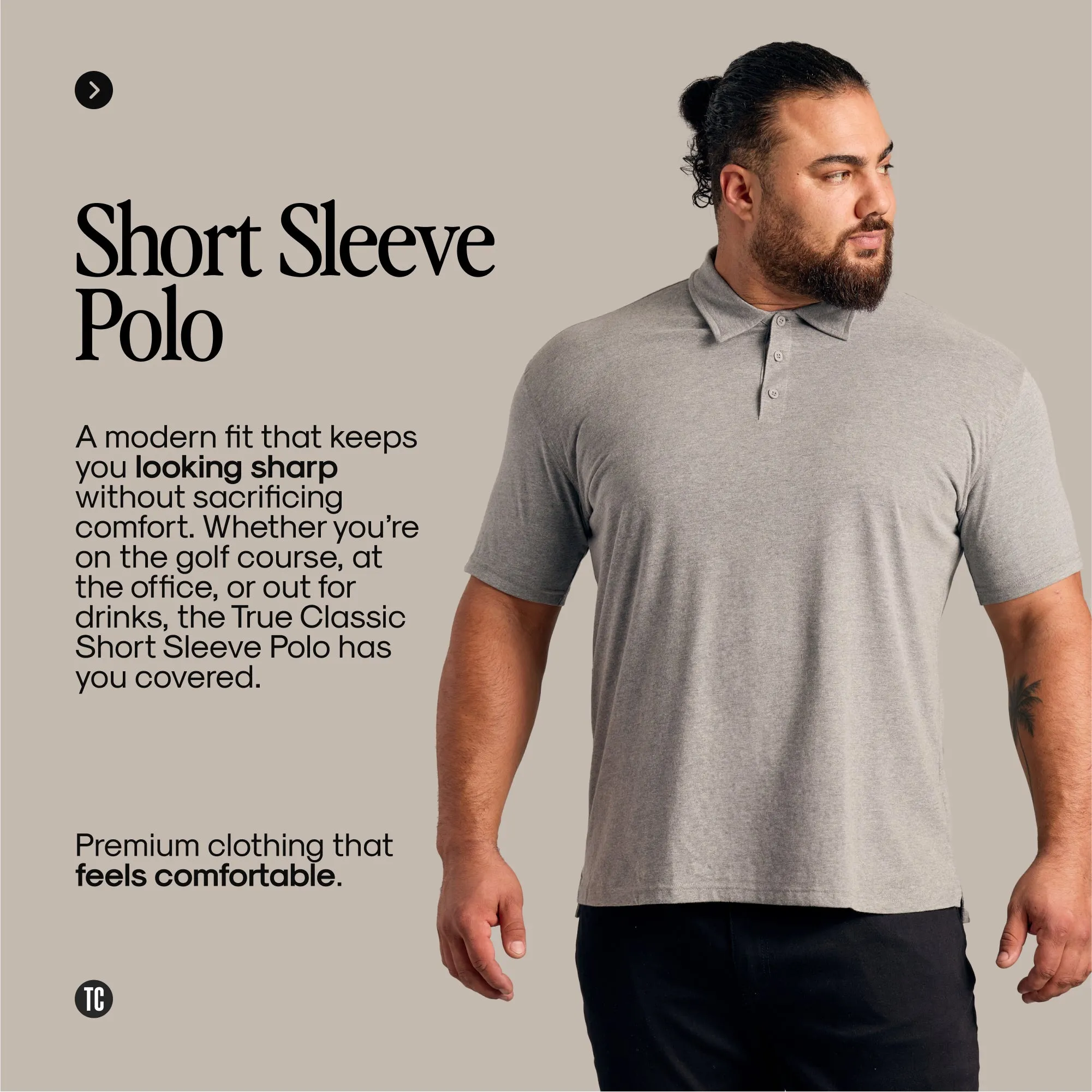 Short Sleeve Polo – Tailored Fit, Soft Stretch Fabric, Smart Casual Essential, Effortless All-Day Wear sold by True Classic product image thumbnail 2