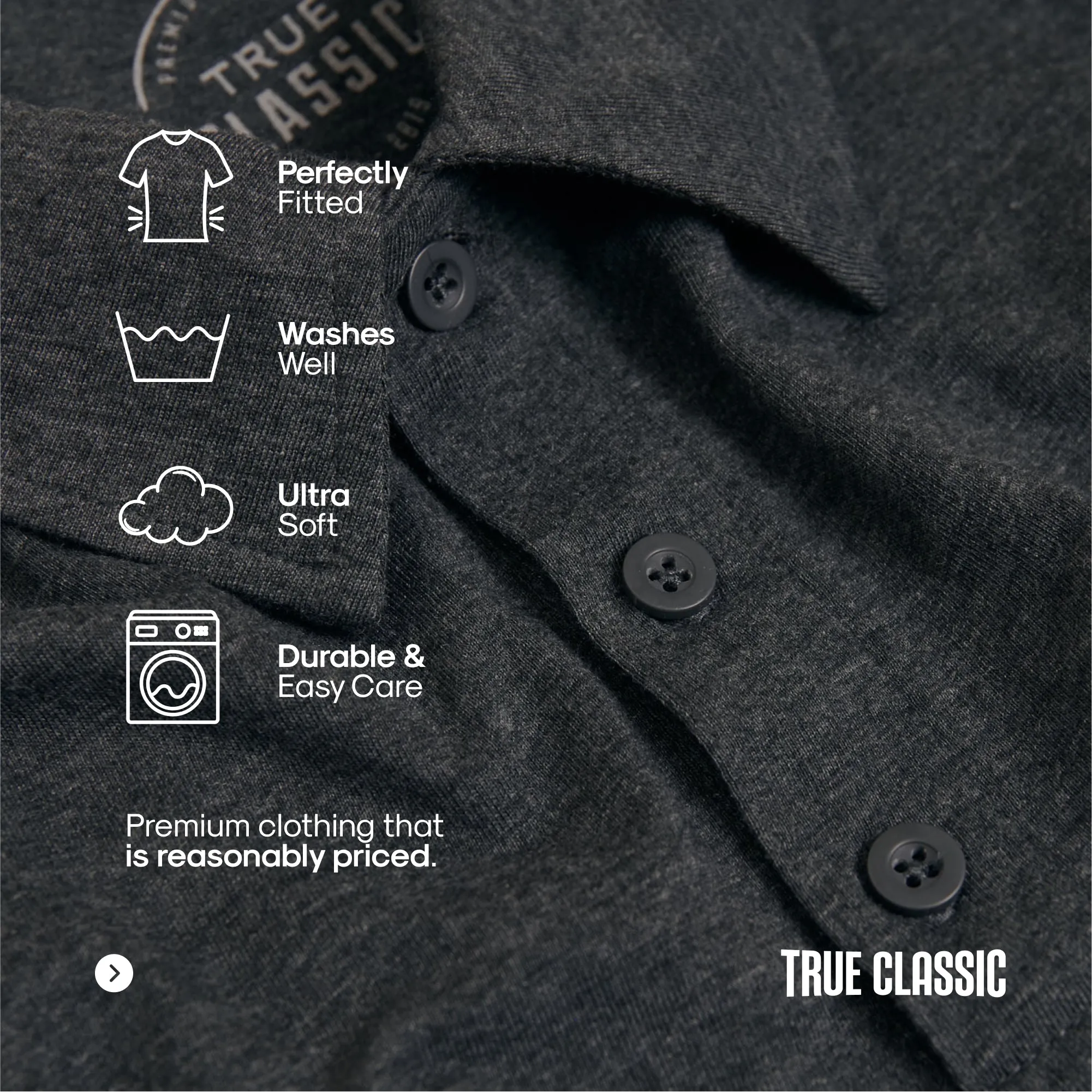 Short Sleeve Polo – Tailored Fit, Soft Stretch Fabric, Smart Casual Essential, Effortless All-Day Wear sold by True Classic product image thumbnail 3