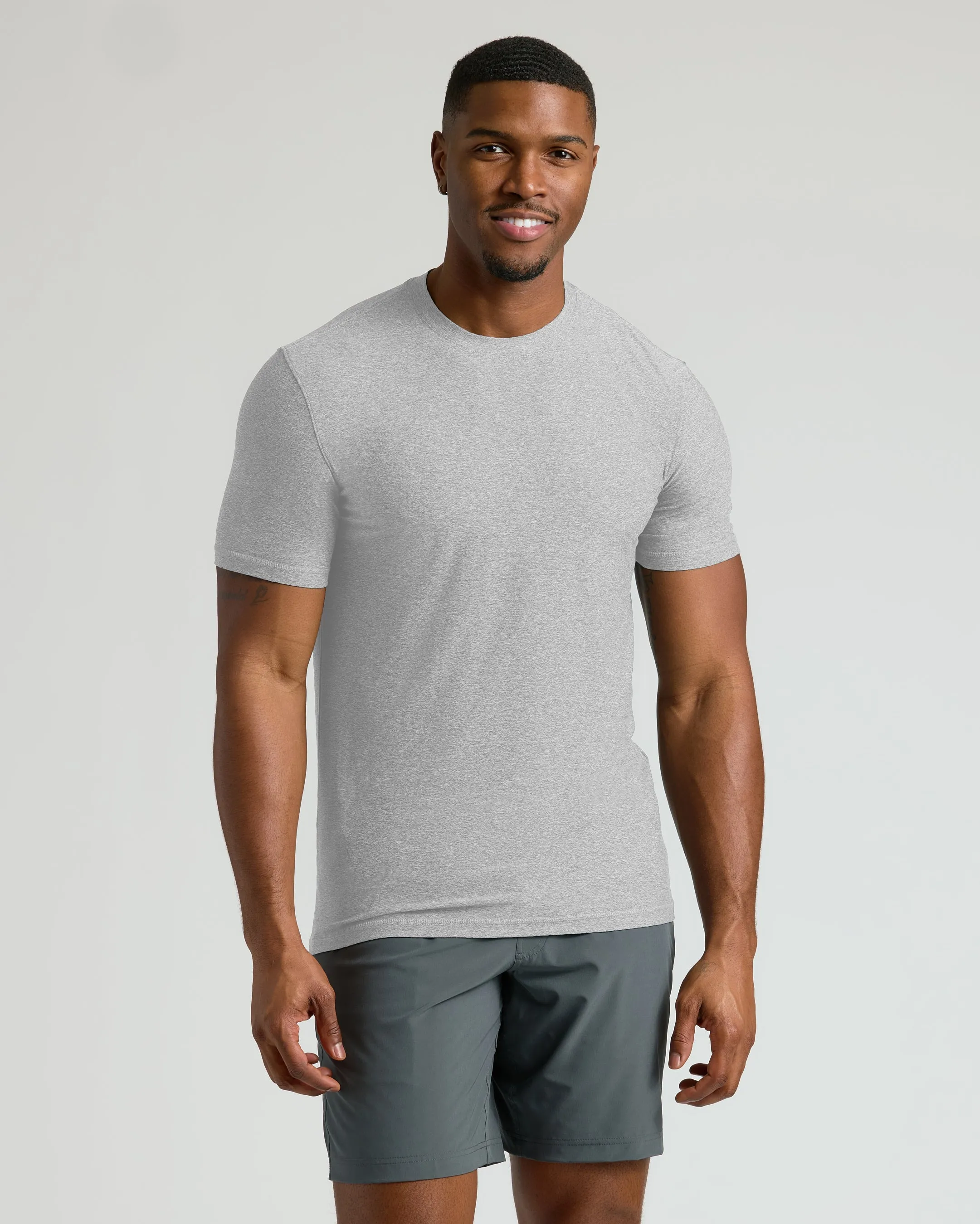 Light Heather Gray Tall Active Crew Neck 2.0 sold by True Classic