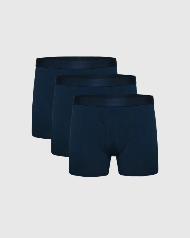 Navy Boxer Trunks W/ Fly 3-Pack sold by True Classic