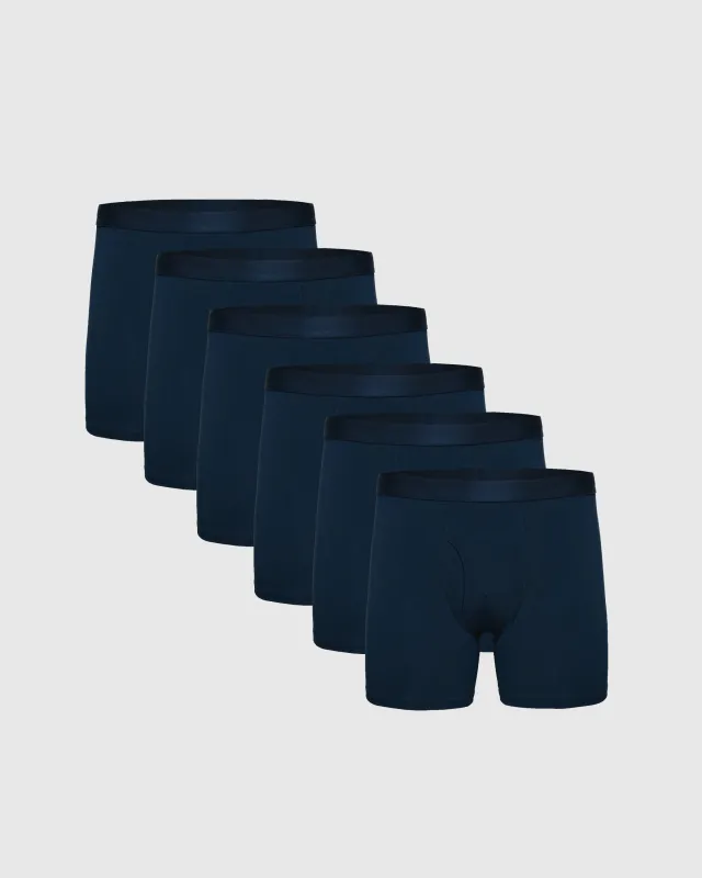 Navy Boxer Briefs W/ Fly 6-Pack sold by True Classic