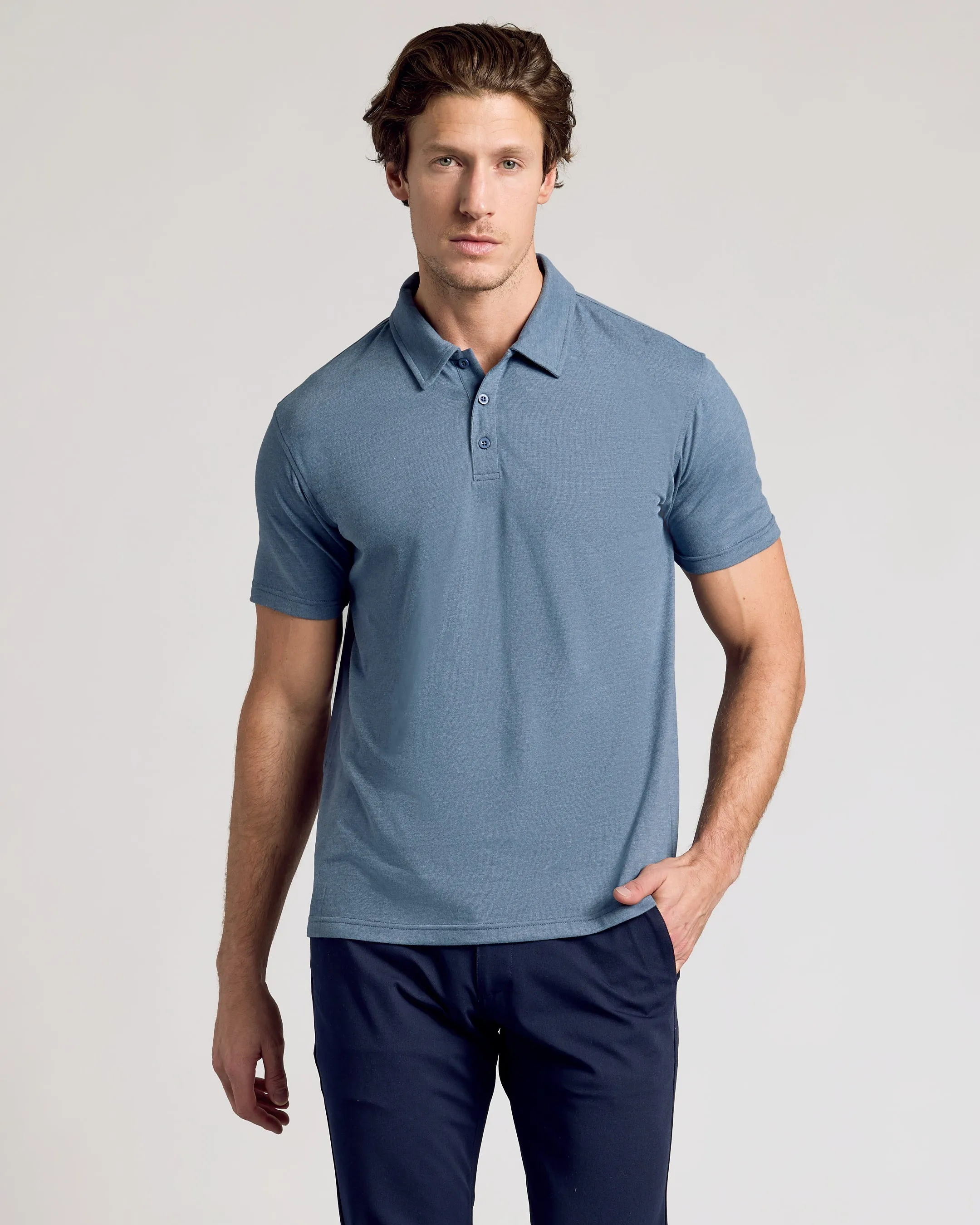 Dark Heather Tempest Short Sleeve Polo sold by True Classic