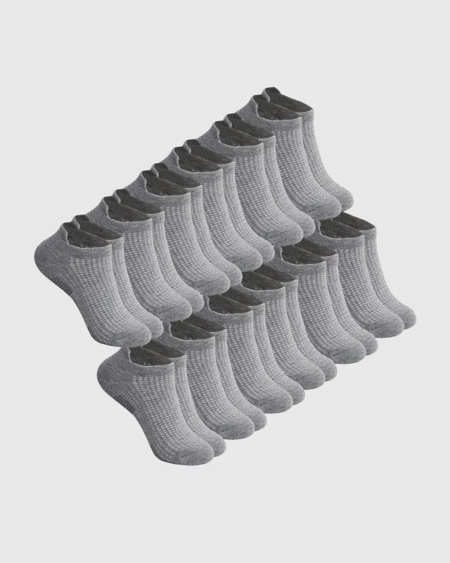 Heather Gray No Show Socks 12-Pack 2.0 sold by True Classic