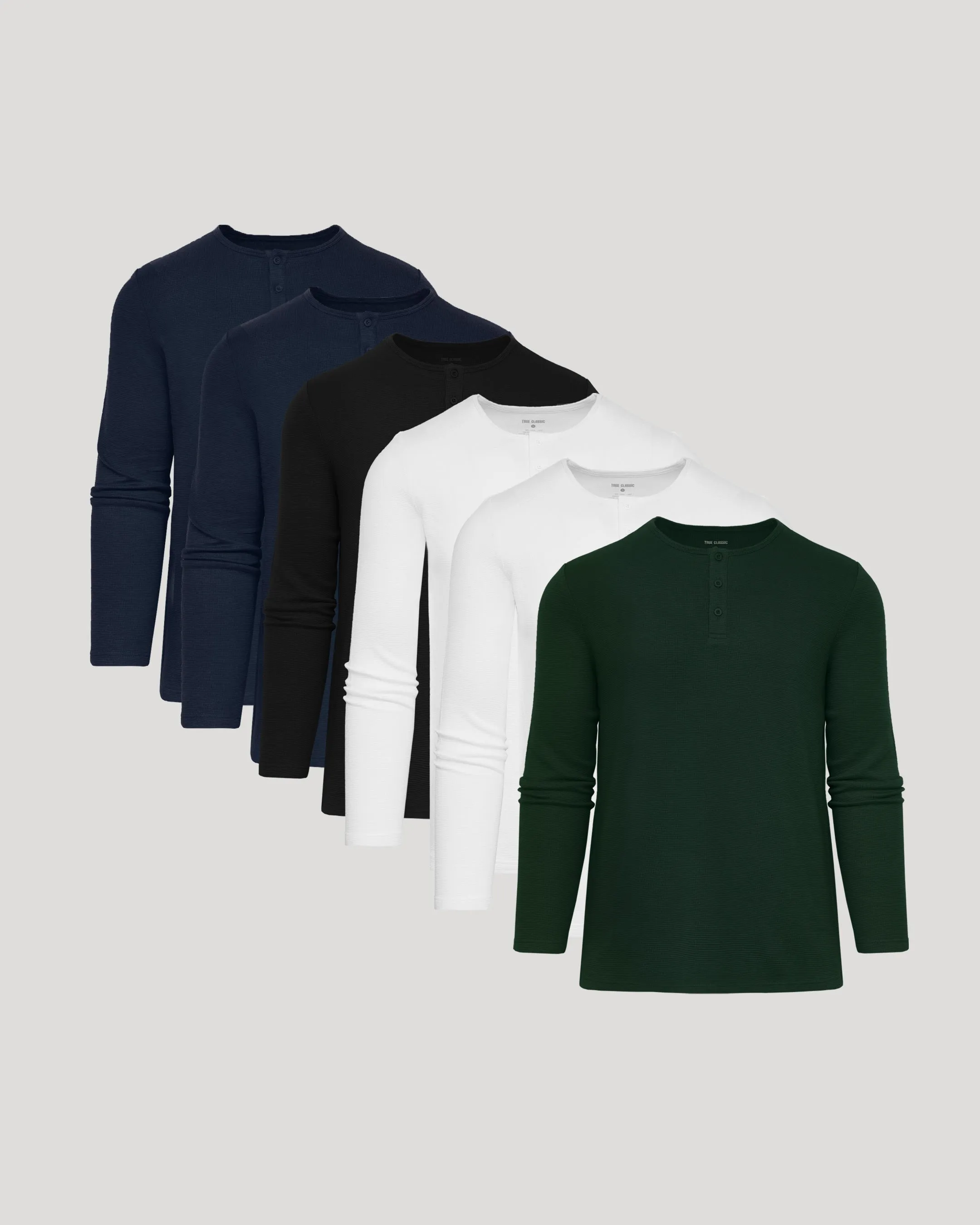 The Core Waffle Long Sleeve Henley 6-Pack sold by True Classic