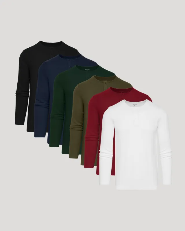 The Variety Waffle Long Sleeve Henley 6-Pack sold by True Classic