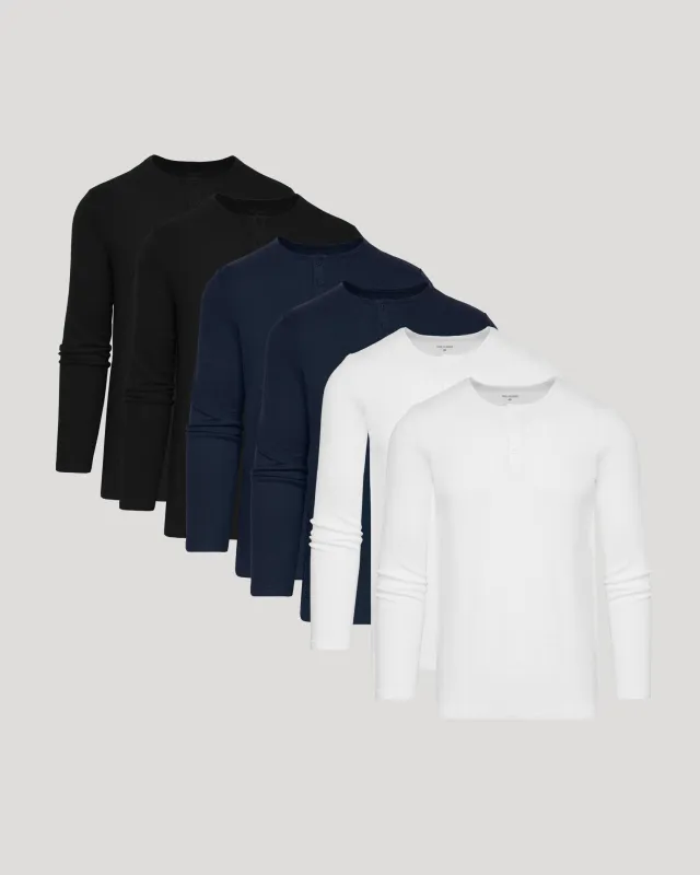 The Standard Waffle Long Sleeve Henley 6-Pack sold by True Classic