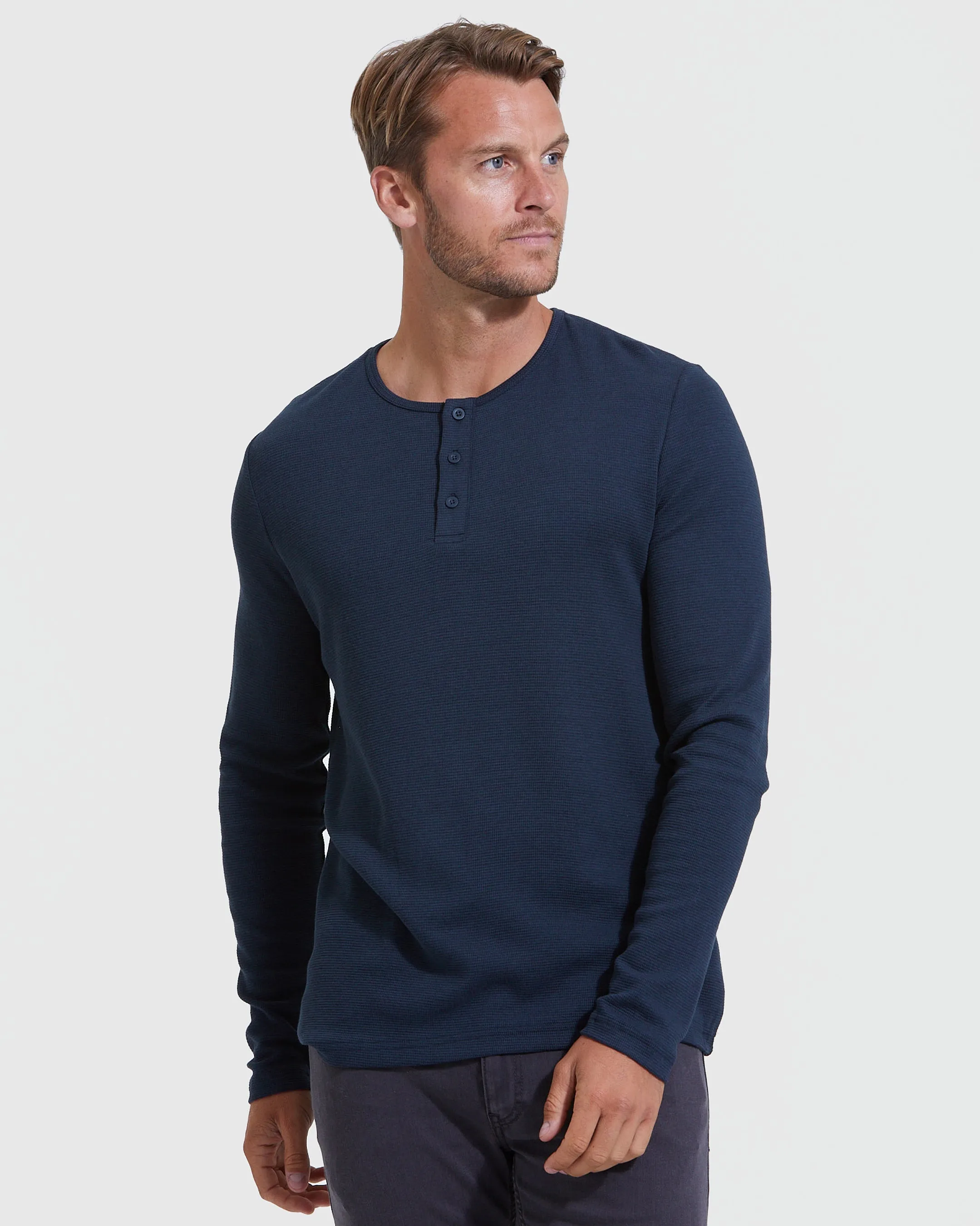 The Standard Waffle Long Sleeve Henley 3-Pack sold by True Classic product image thumbnail 3