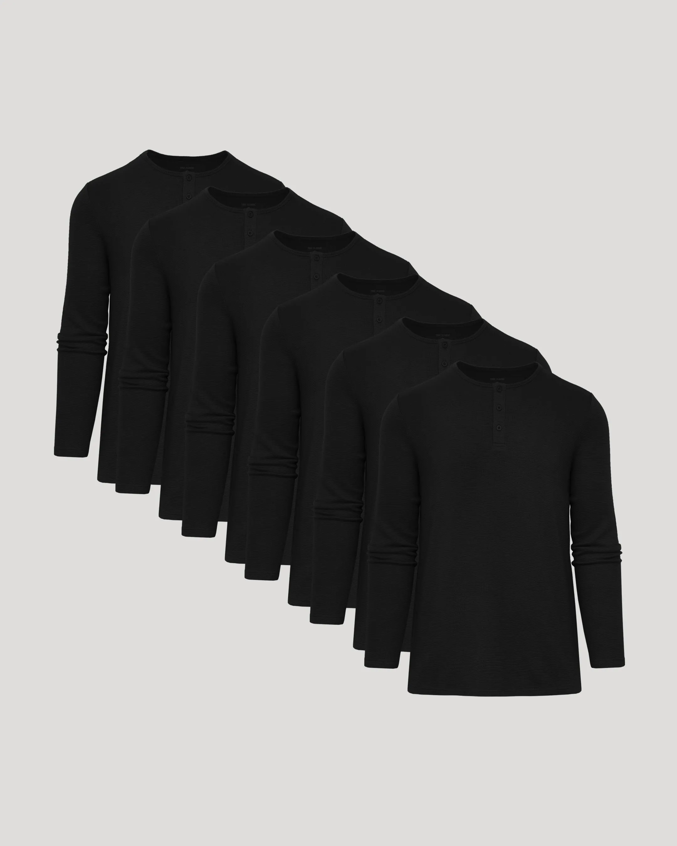 Black Waffle Long Sleeve Henley 6-Pack sold by True Classic
