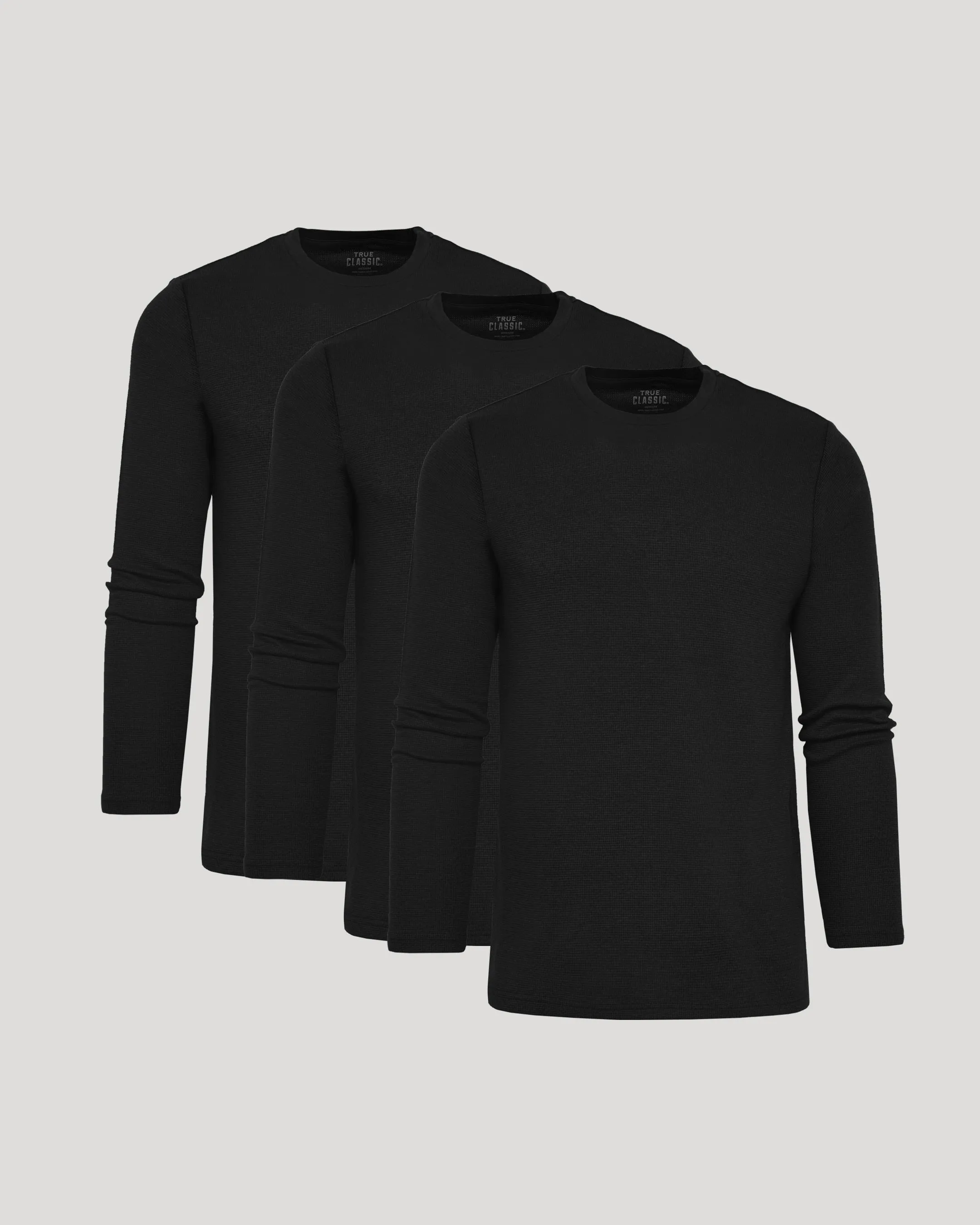 Black Waffle Long Sleeve Crew Neck 3-Pack sold by True Classic