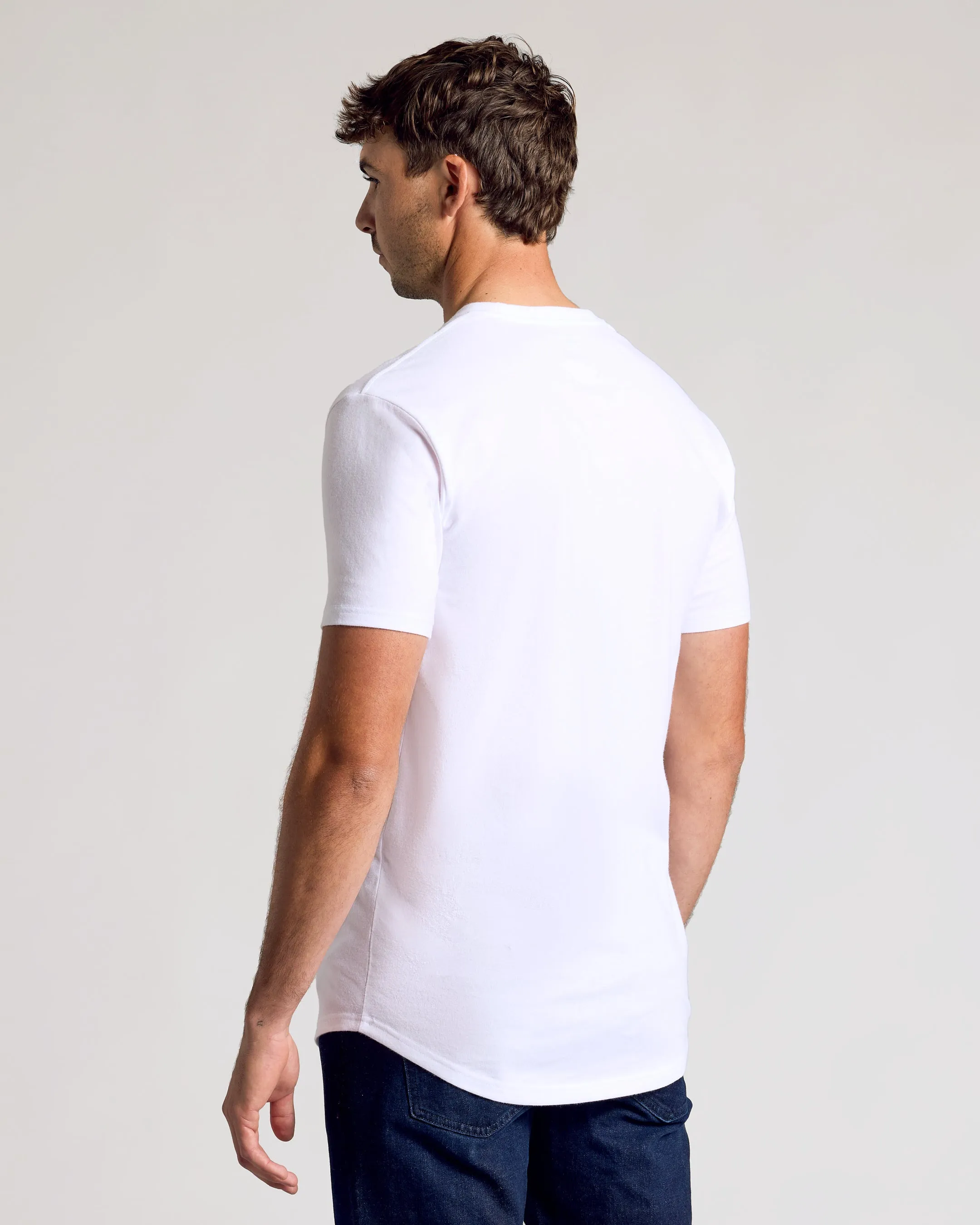 All White Short Sleeve Tall Curved Hem Crew 3-Pack sold by True Classic product image thumbnail 3