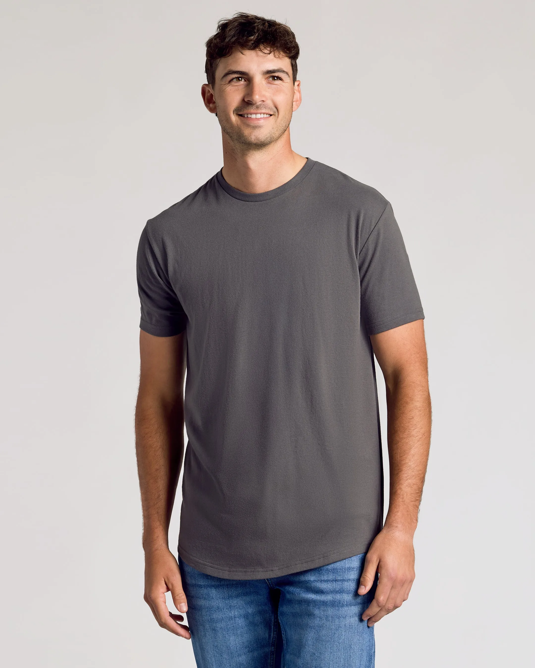 Carbon Short Sleeve Tall Curved Hem Crew sold by True Classic
