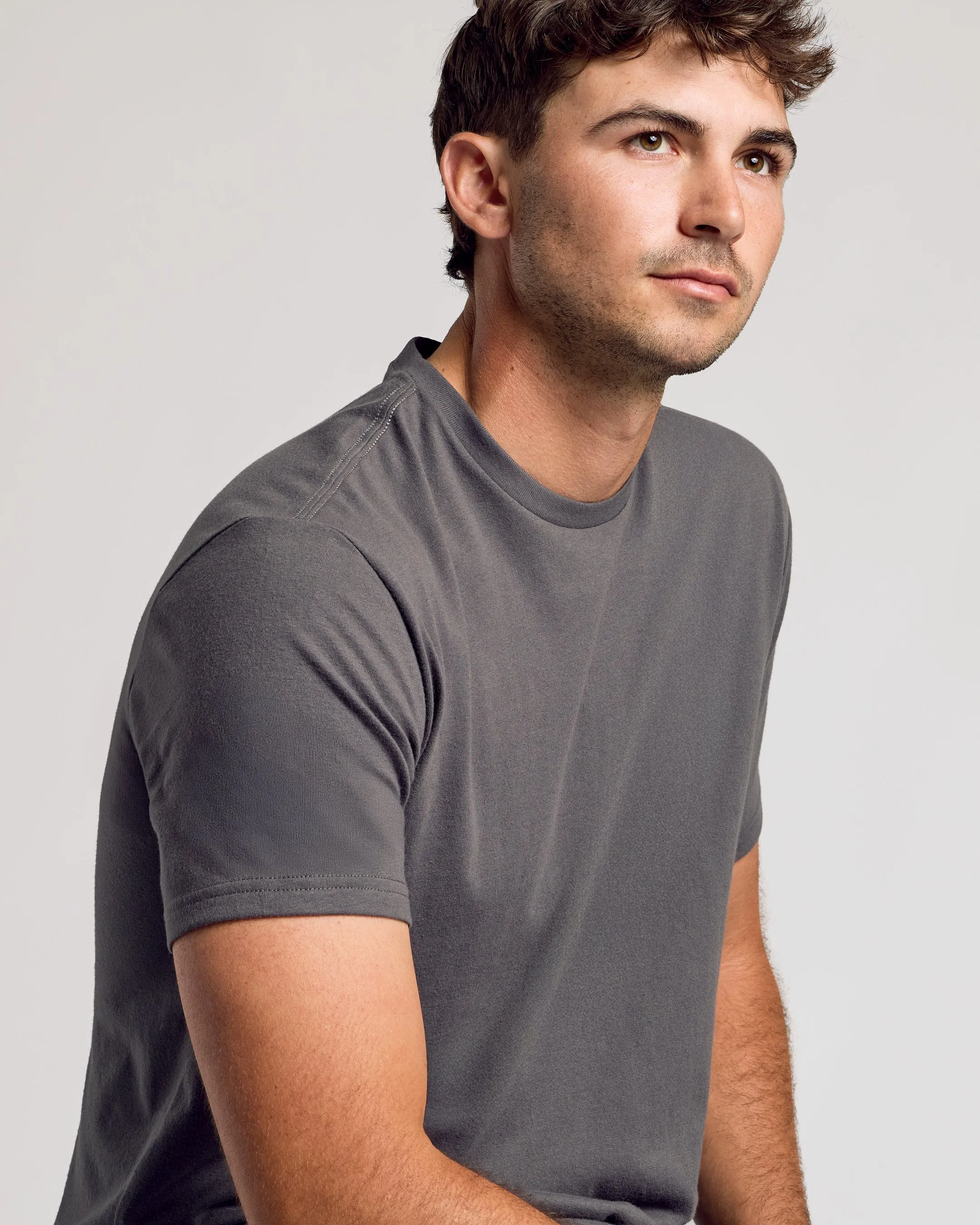 Carbon Short Sleeve Tall Curved Hem Crew sold by True Classic product image thumbnail 4