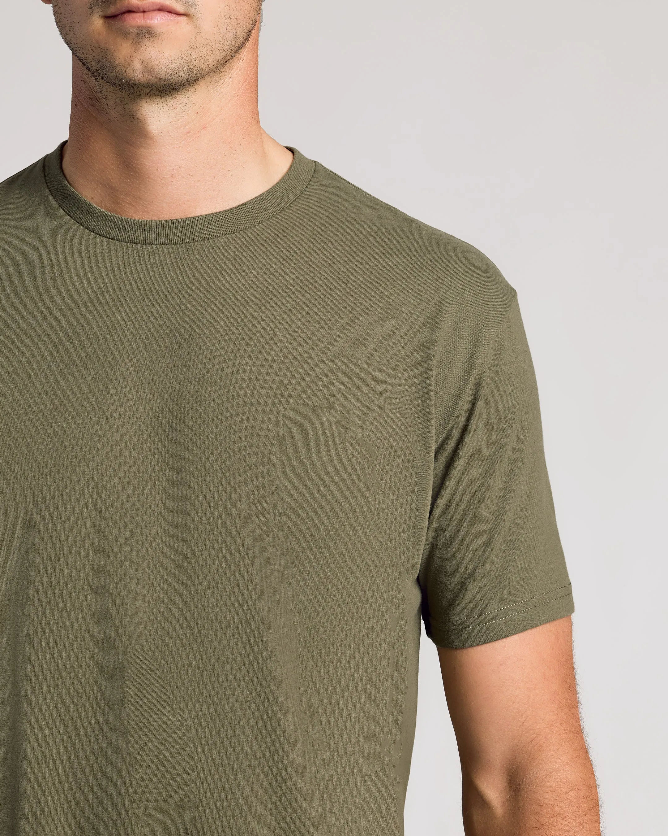 Military Green Short Sleeve Tall Curved Hem Crew sold by True Classic product image thumbnail 5