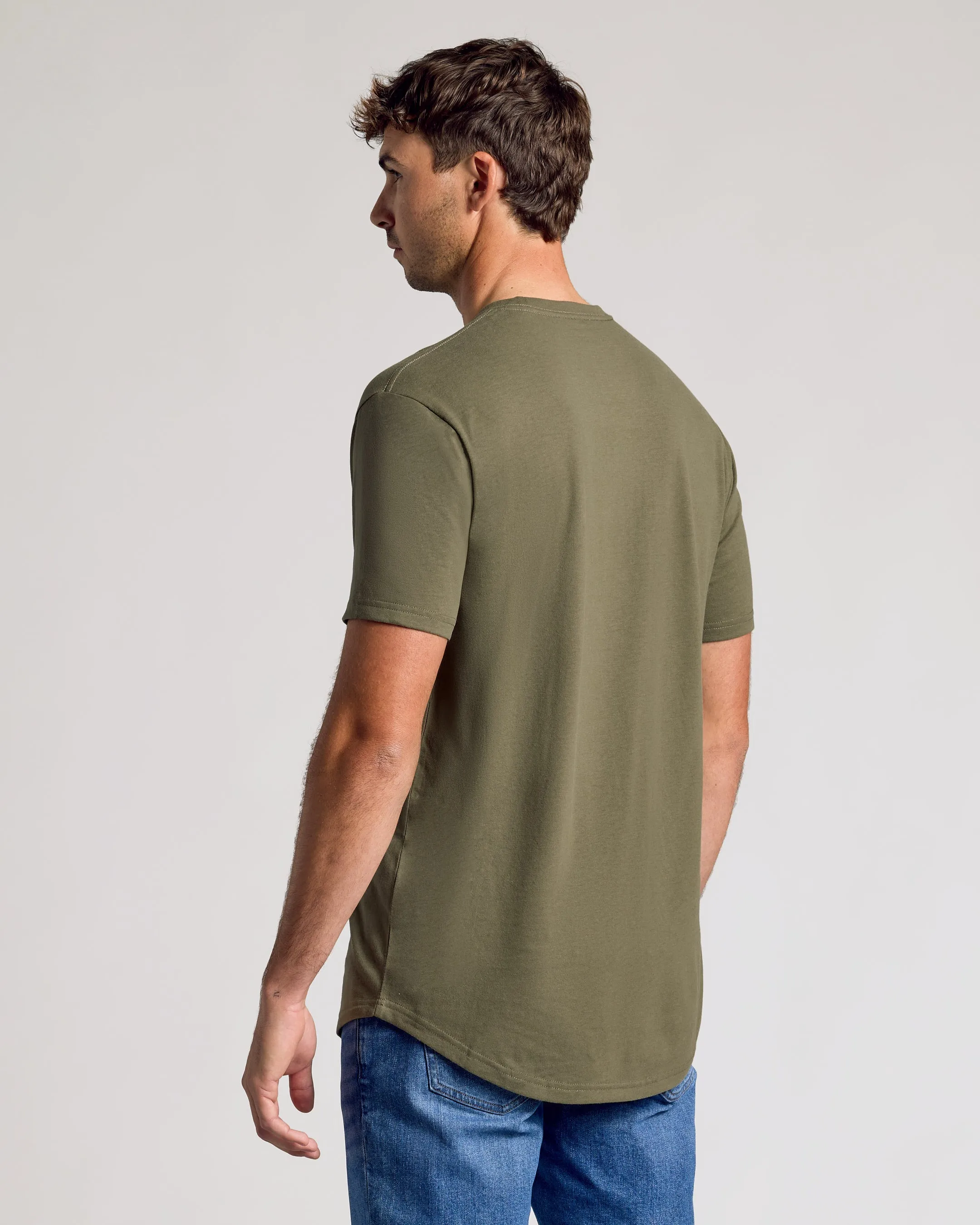Military Green Short Sleeve Tall Curved Hem Crew sold by True Classic product image thumbnail 3