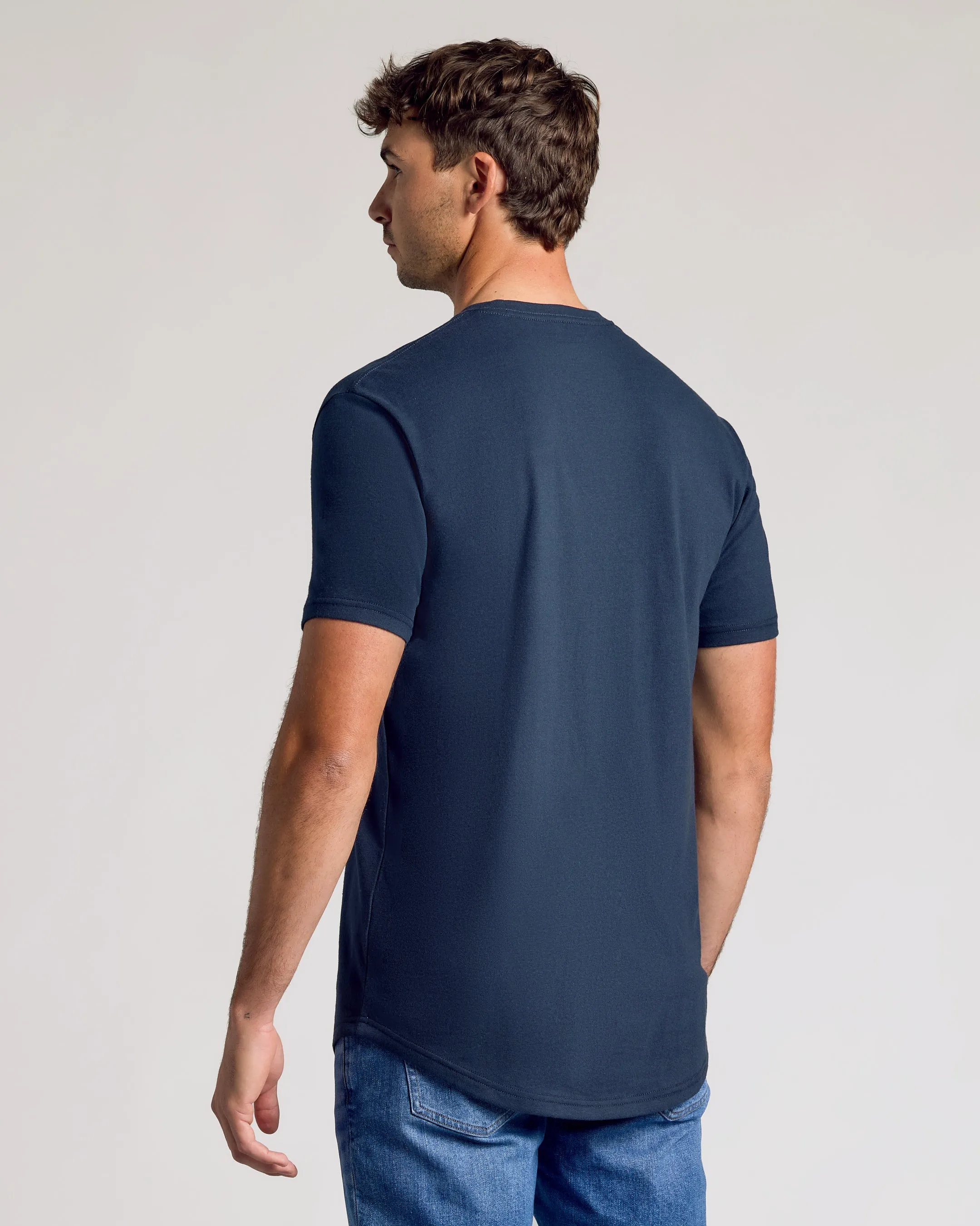 Navy Short Sleeve Tall Curved Hem Crew sold by True Classic product image thumbnail 3