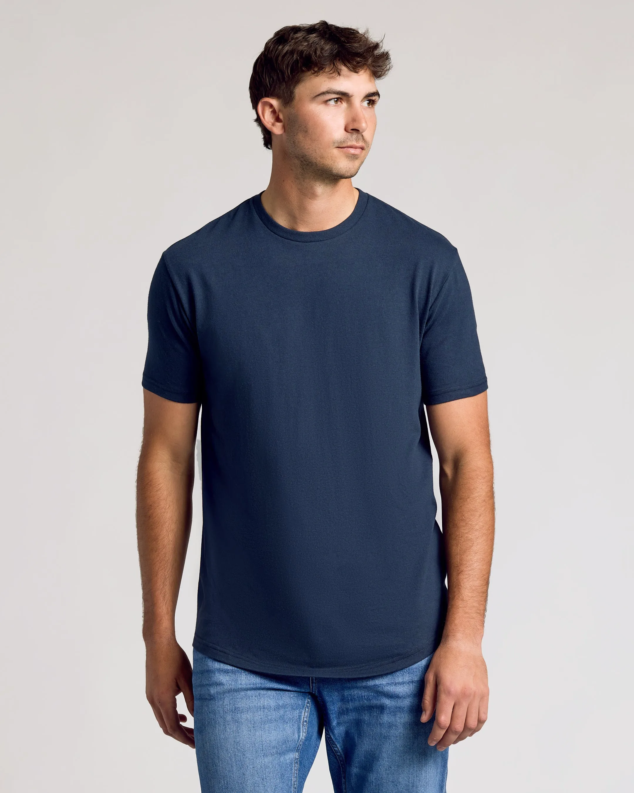 Navy Short Sleeve Tall Curved Hem Crew sold by True Classic